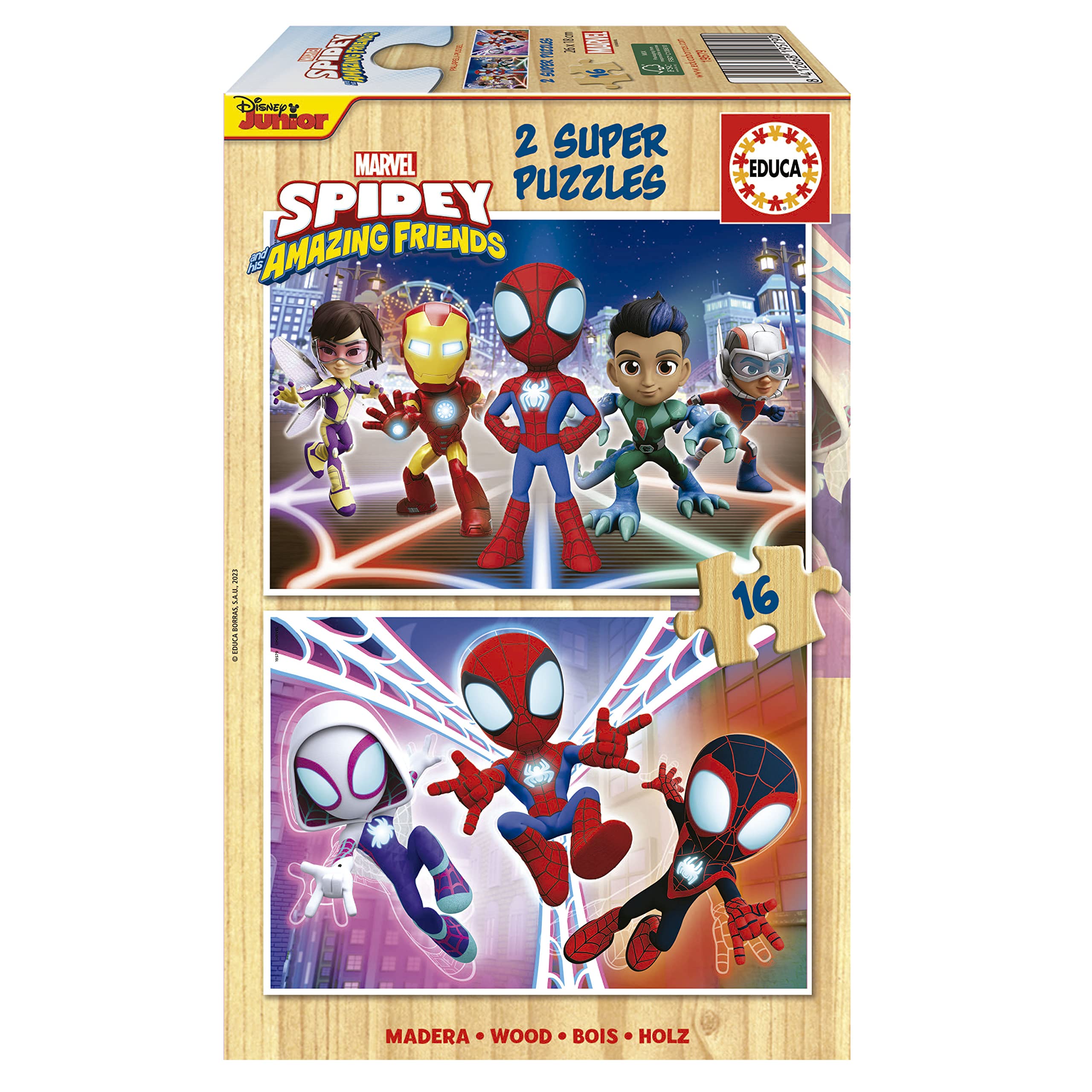 Educa 19579 Spidey & Amazing 2x16 Spidey & His Amazing Friends, Assorted, 26 x 18 cm