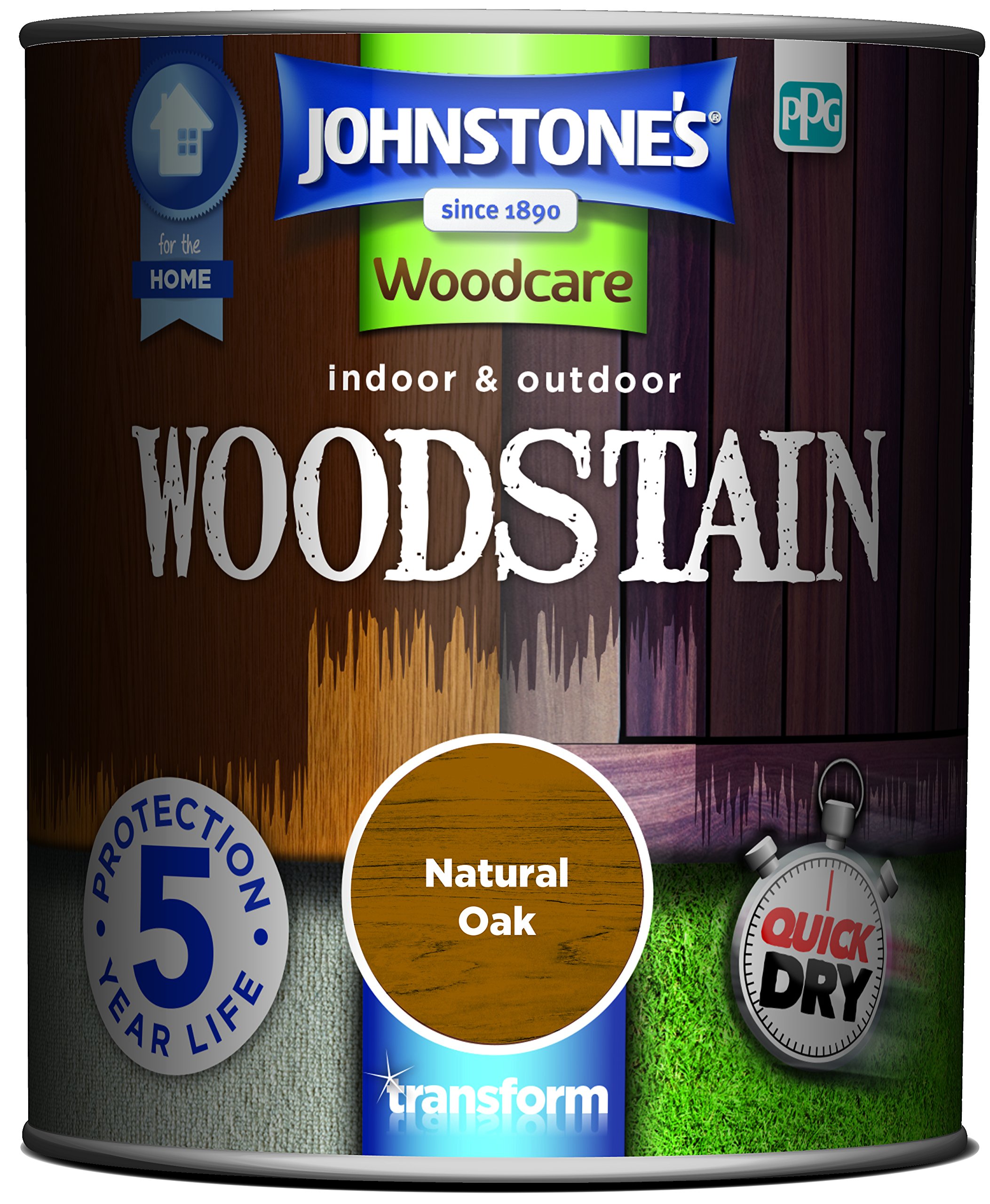 Johnstones Woodcare Indoor & Outdoor Woodstain 750Ml Natural Oak 5010426787275