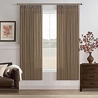 Vista 88 de Cortinas de lino plegadas de 108 pulgadas, juego de 2 paneles para sala de estar, dormitorio, estilo granja rústica, con pestaña trasera, plegadas