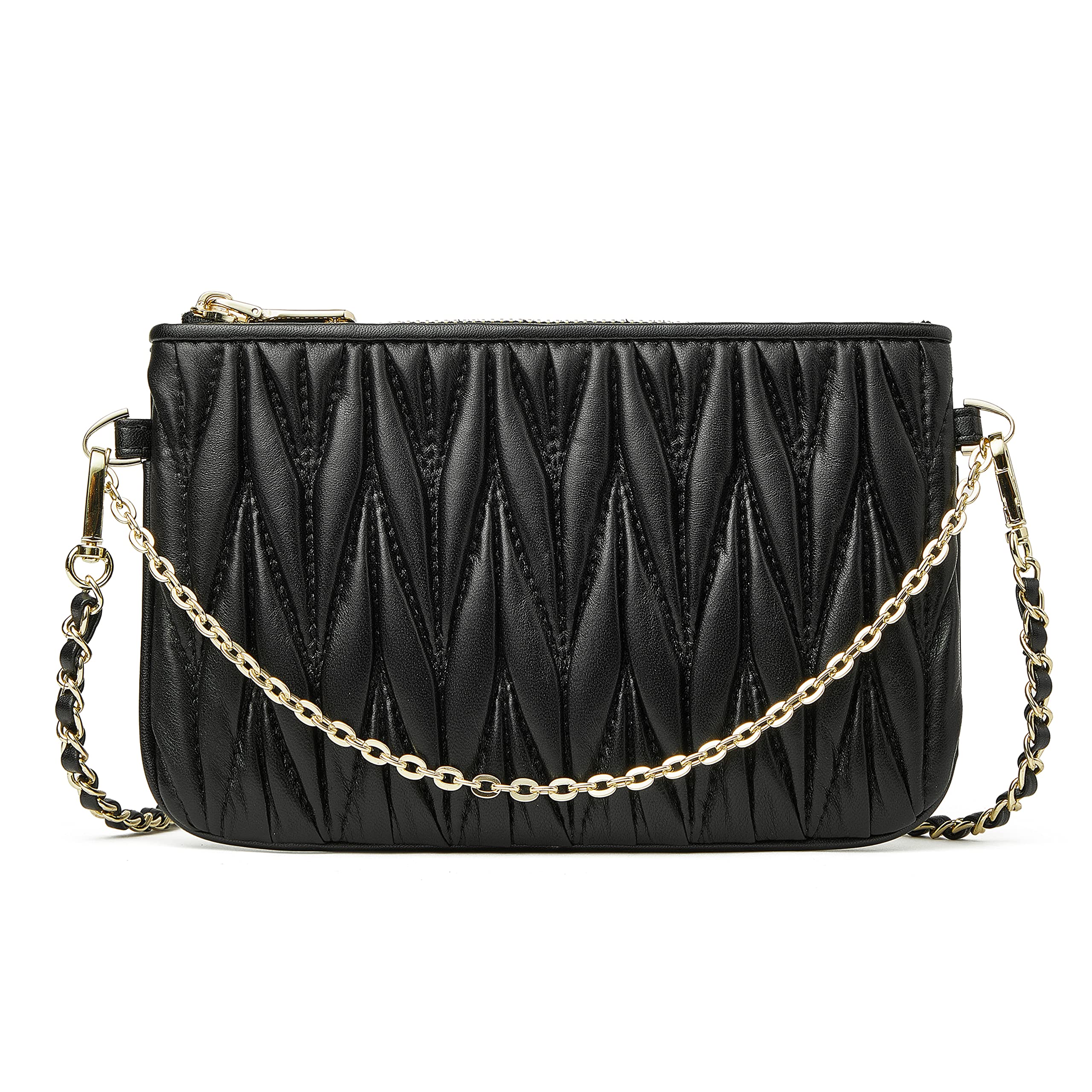 DORIS&JACKY Leather Quilted Clutch Bags For Women Small Multifunctional Shoulder Purse With Lots Card Slots