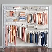 Rubbermaid Configurations Deluxe 4-8 Ft Custom Closet Kit - Adjustable Wire Shelving White, Easy Install for Closet Pantry Laundry Organization