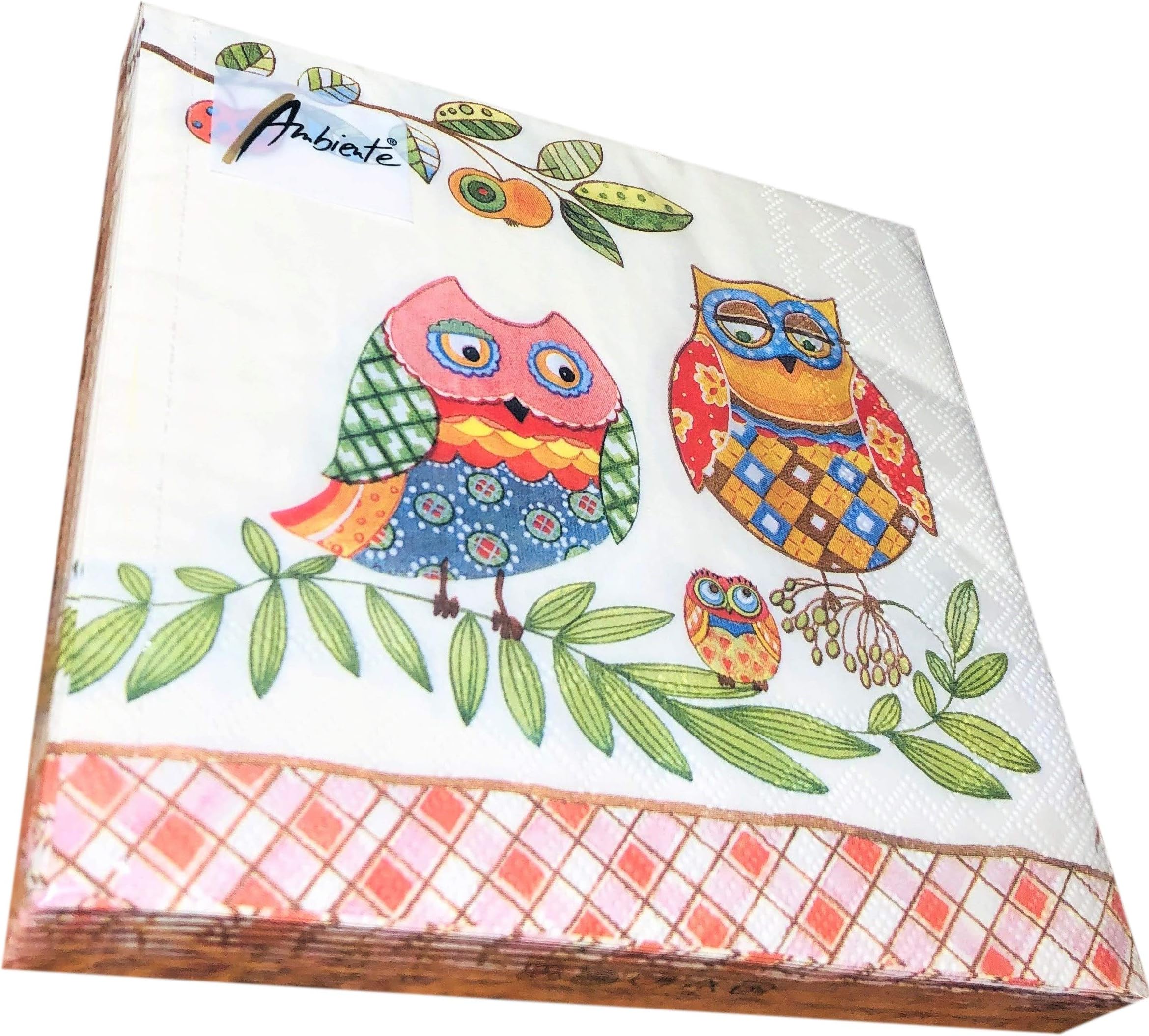 20-ct 13x13 Mother's Day Napkins Owl Napkins Decorative Paper Napkins for Decoupage Disposable Napkins Dinner Lunch Cocktail Napkins Valentine Napkins Paper Napkins for Birthday Tea Party Anniversary