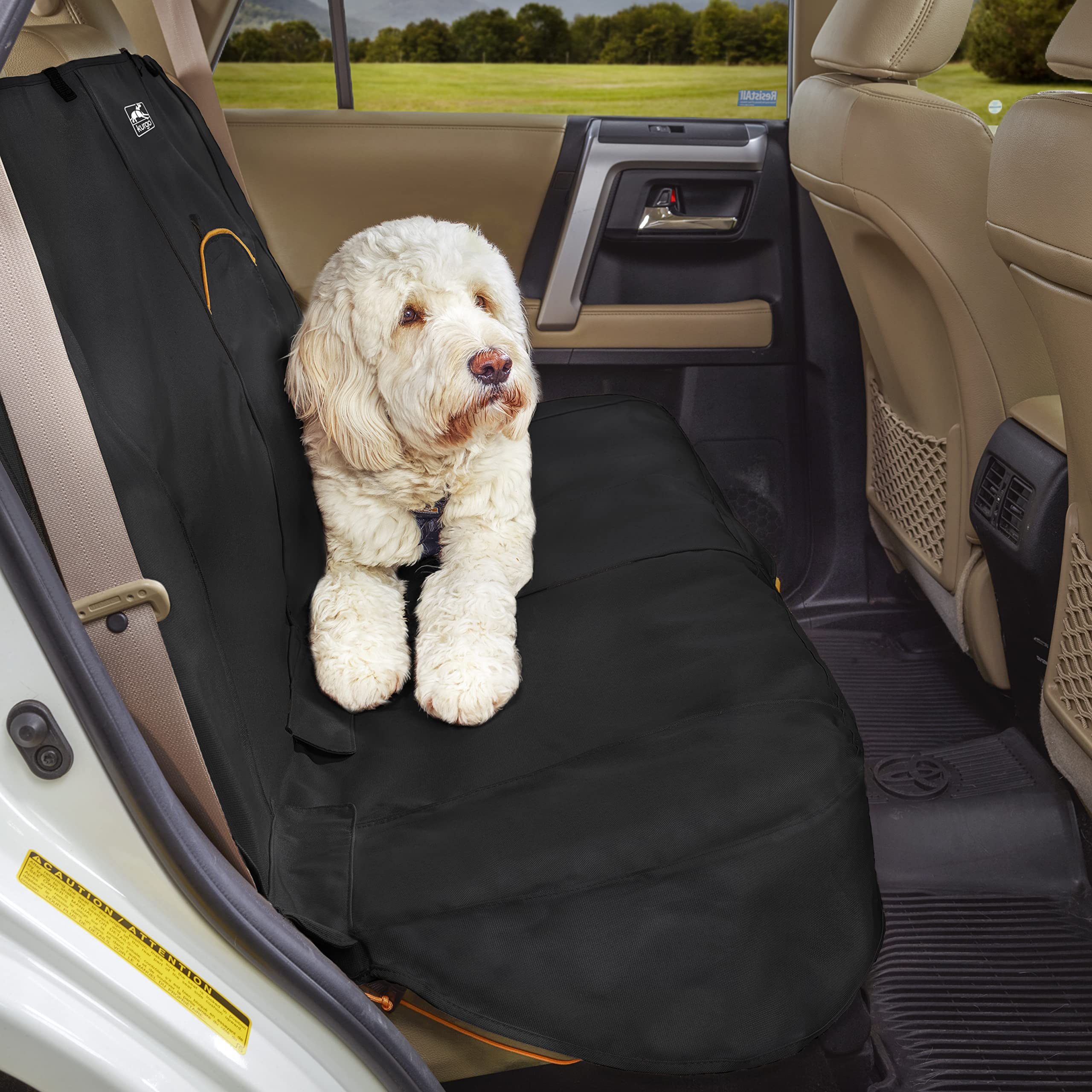 Kurgo Wander - Funda de Asiento de Coche para Perros, Protector de Asiento para Macotas, Ajuste Universal - Negro