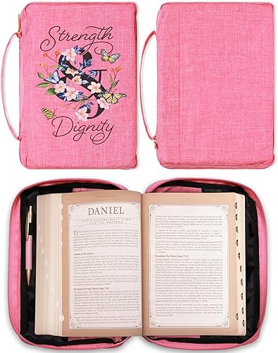 Miniatura 261 de Funda de lona para hombres y mujeres con cremallera para Biblia o libro con asa. Azul marino/Be Still