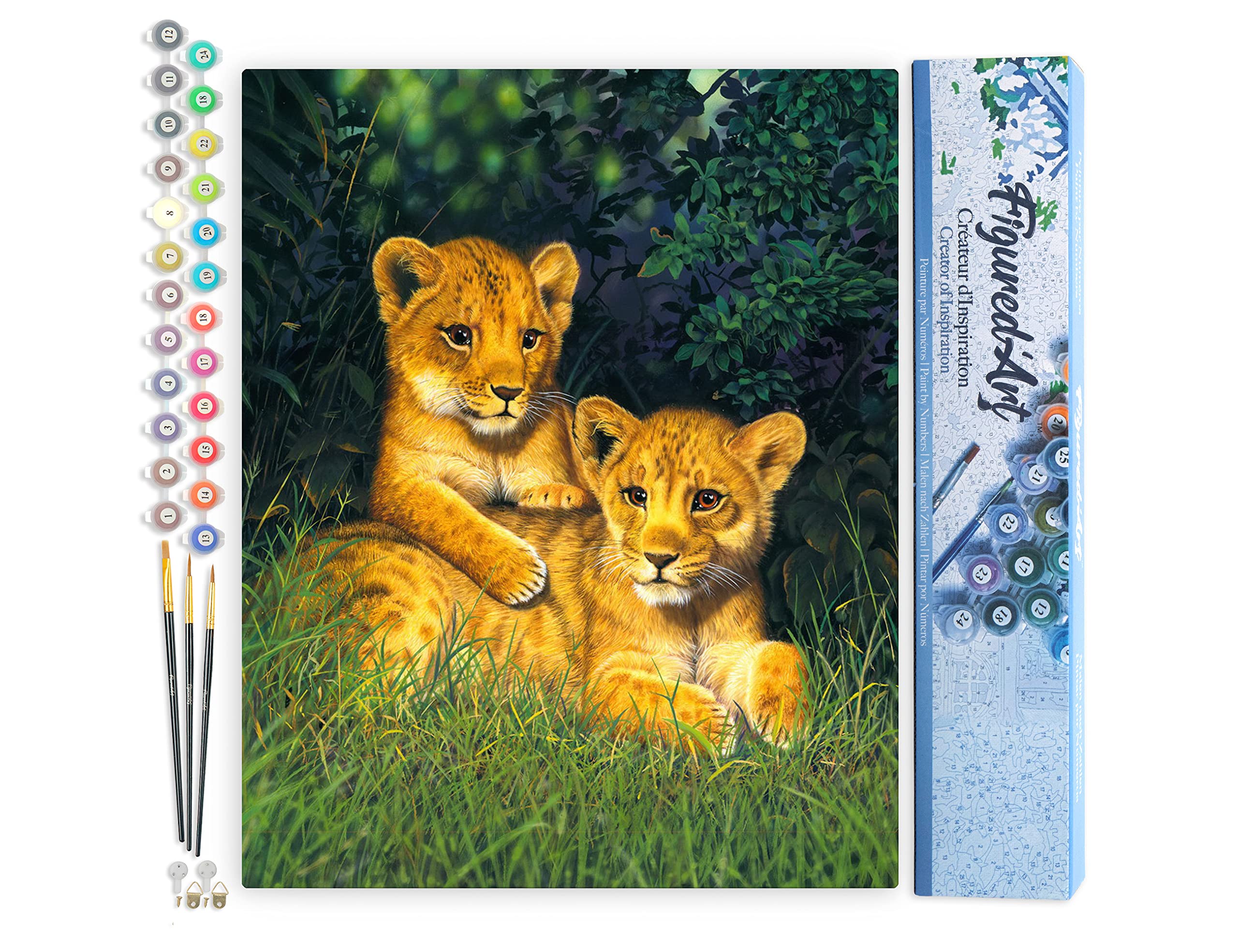 Kit De Pintura Por Números Para Adultos - León Bebiendo Té Con Leche, Lienzo 40x50cm, Incluye Pinceles Y Pinturas Acrílicas