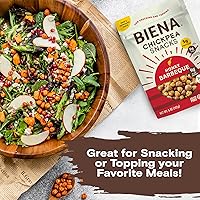 Vista 48 de Biena Aperitivos de garbanzo - Garbanzos tostados crujientes - Aperitivos de proteína vegana alta en fibra para adultos y niños - Paquete de 4