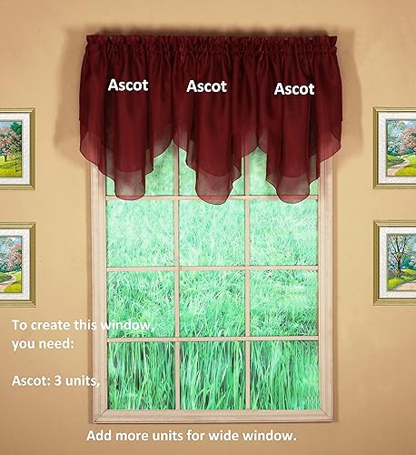 Miniatura 5 de Today's Curtain Emelia Original Voile Ascot 25 pulgadas, Borgoña, 40 pulgadas de ancho x 25 pulgadas de largo