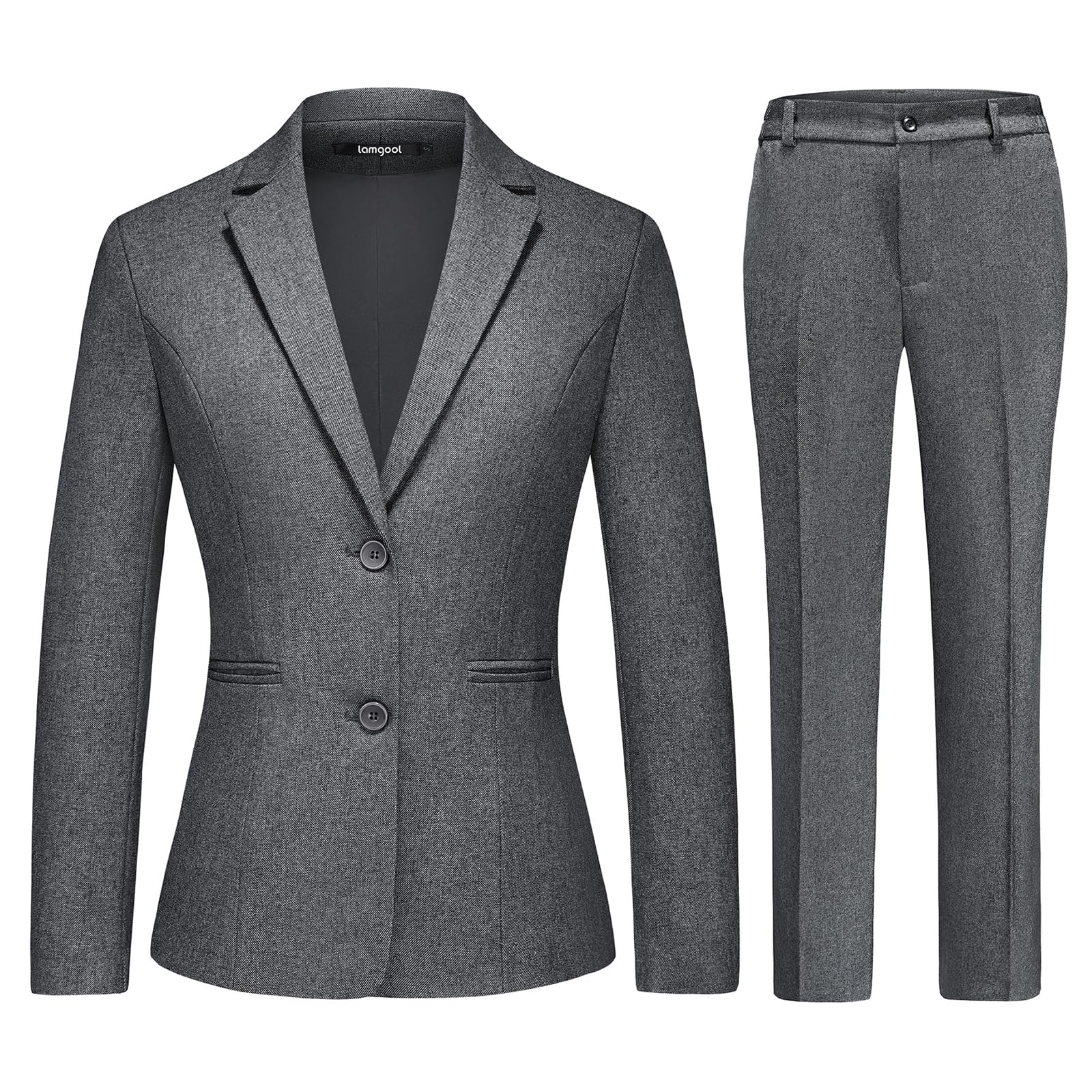 Lamgool Womens 2 Piece Business Suit Single Breasted Blazer Pant Set Slim Fit for Work Office Daily Wear