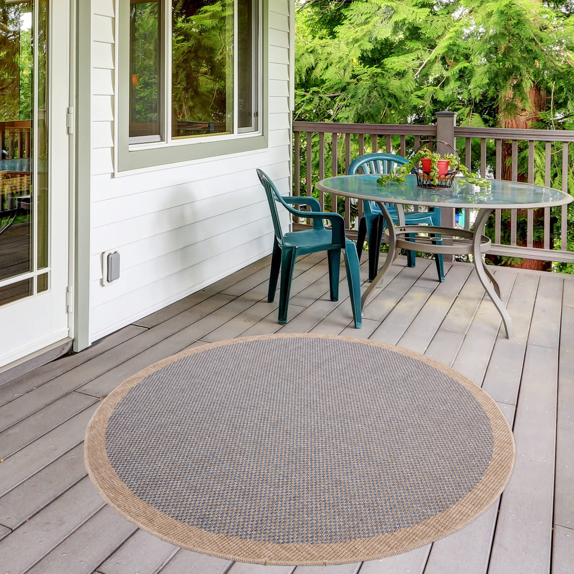 THE RUGS Nature Collection Outdoor Rug, Indoor/Outdoor Tona Border Area Rug for Patio Deck, Garden, Kitchen - Image 3