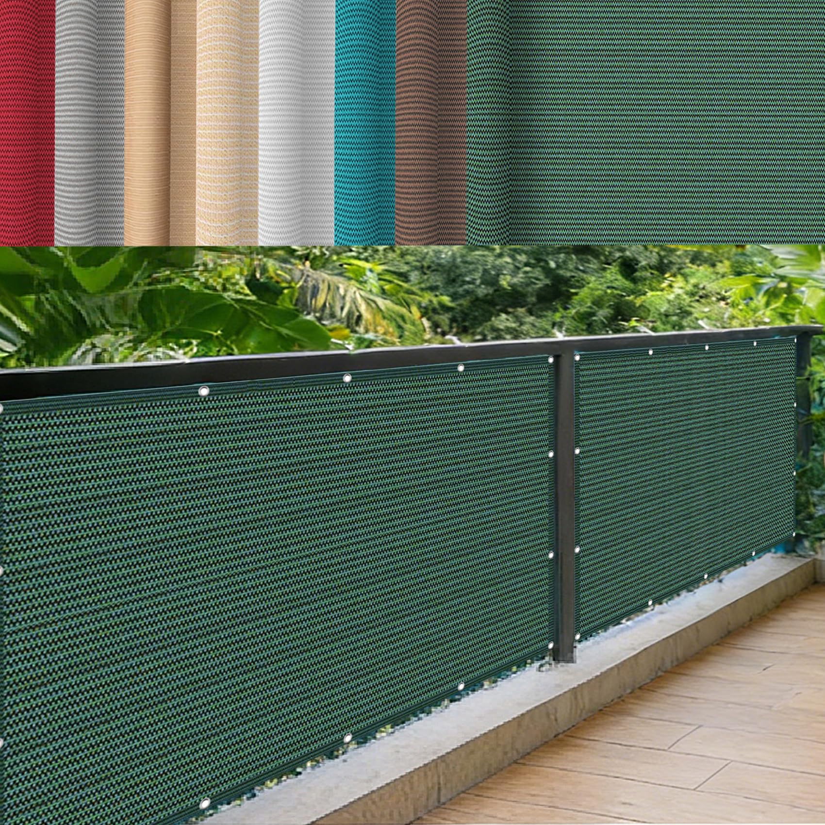 Brise-Vue de Balcon 130x510 cm Vert Résistant sans Perçage