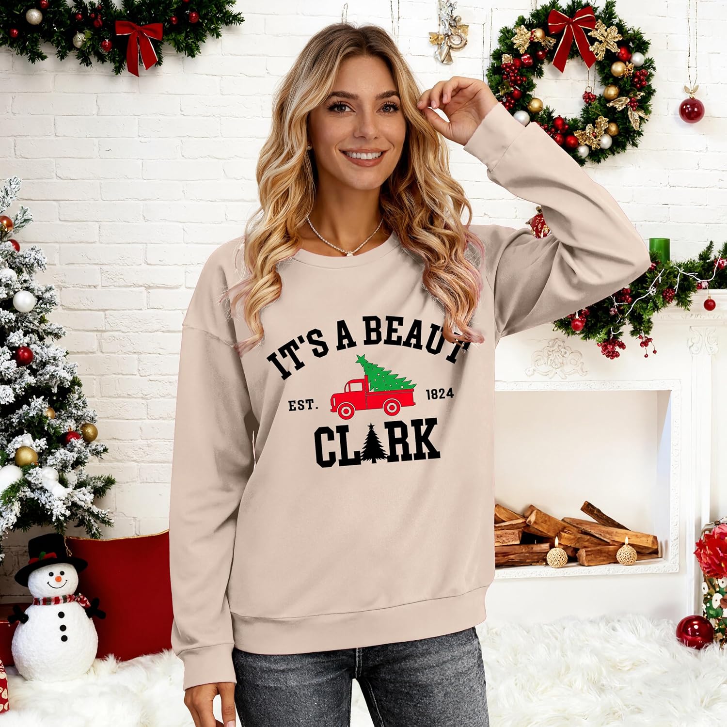 Christmas Sweatshirts for Women It's A Beaut Clark Sweatshirt Xmas Holiday Crewneck Casual Long Sleeve Pullover - Image 3