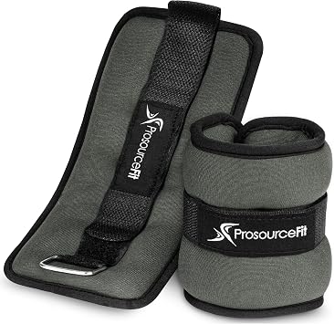 Prosource Ankle/Wrist and Arm/Leg Weights Set of 2, Adjustable Strap 1 lb-5 lb, Adjustable Weight 15 lb, 10 lb, 7 lb for Men and Women