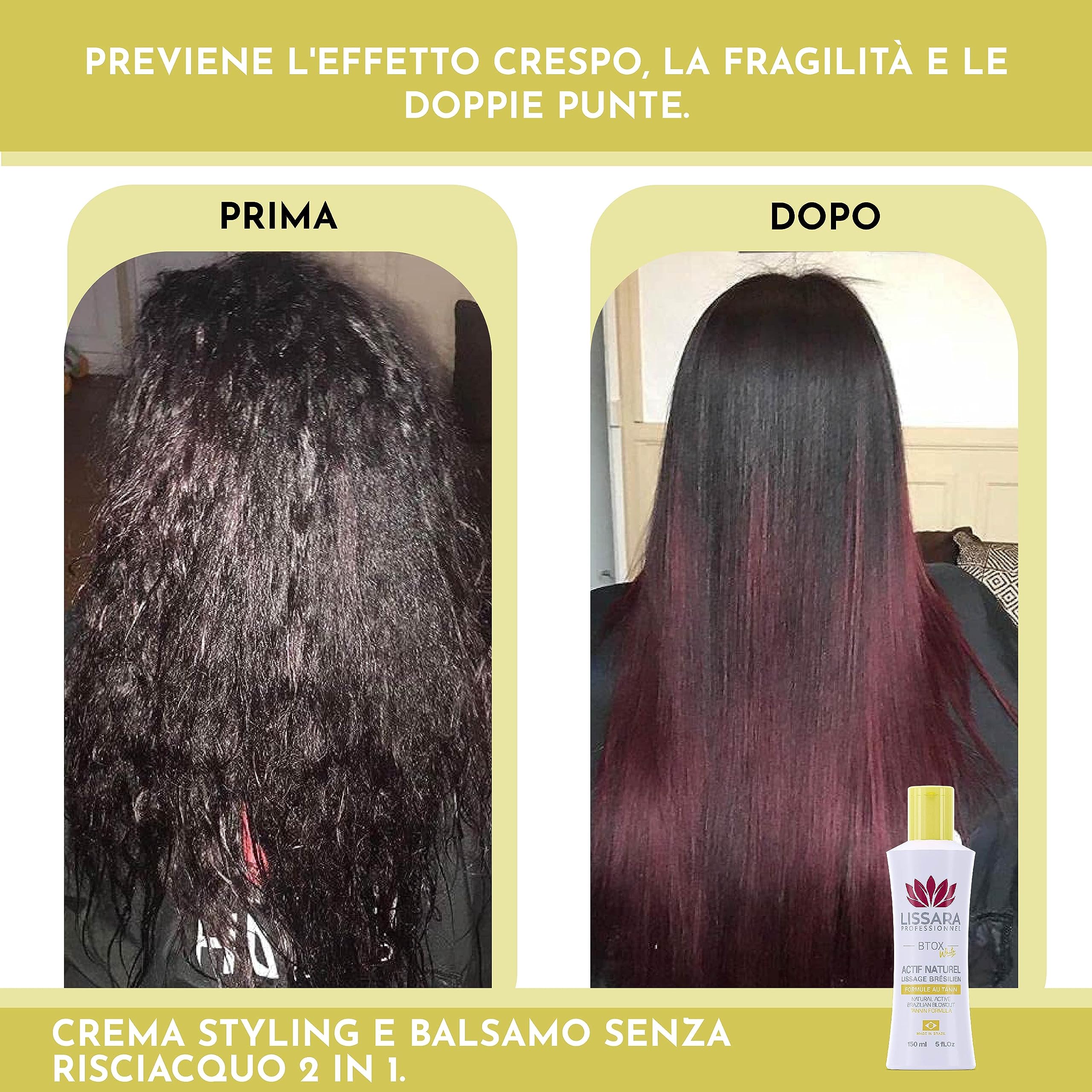 LISSARA - Taninoplastica - White ATTIVO NATURALE - Senza formolo - Trattamento per capelli, ringiovanimento profondo a casa Senza fumo Inodore - Prodotto in Brasile - 150ml