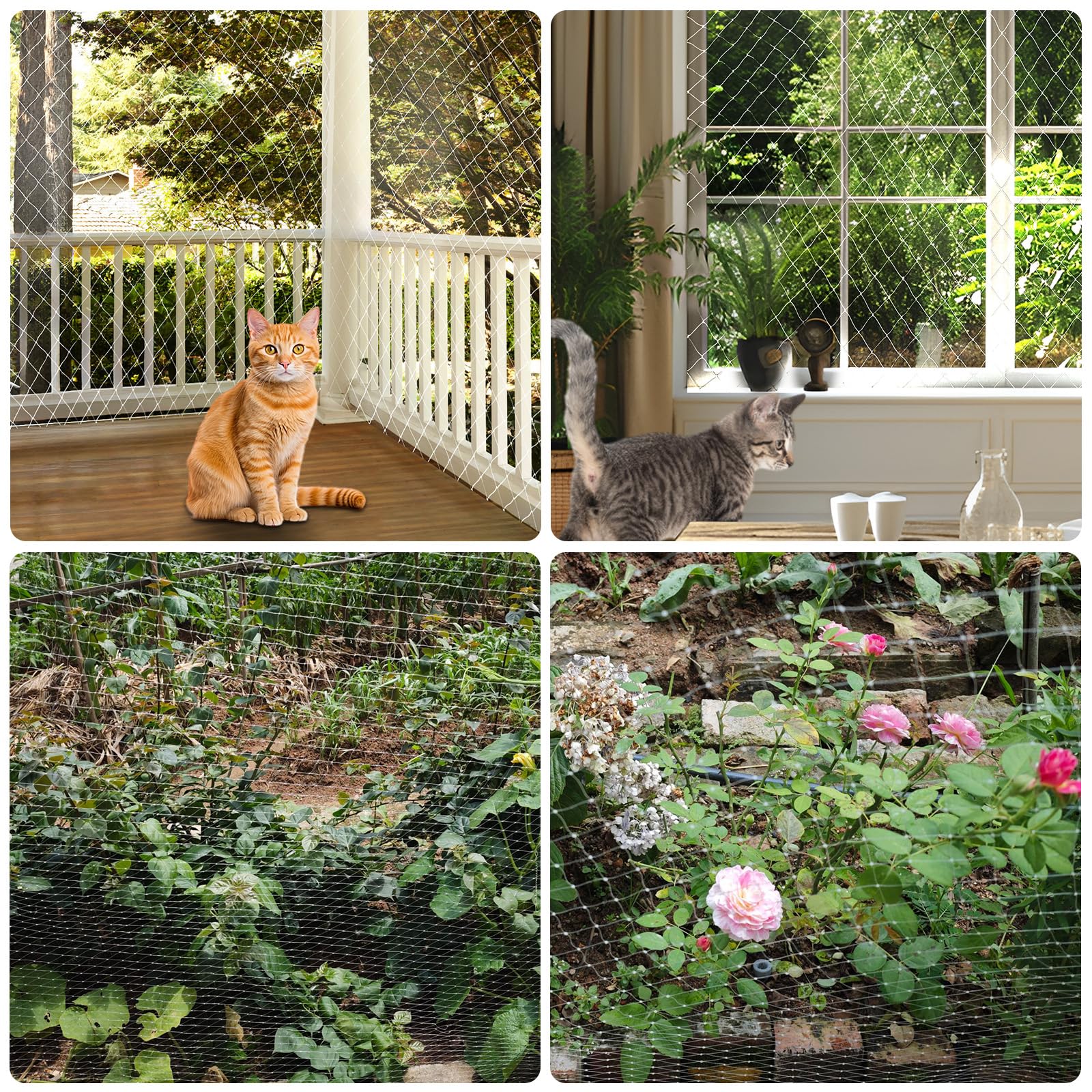 Rete Gatti, Rete per gatti, per balcone, anti uccelli e piccioni, Nuovo materiale antietà, Leggero ma resistente, Maglia quadrata da 2,5 cm, può essere riutilizzato