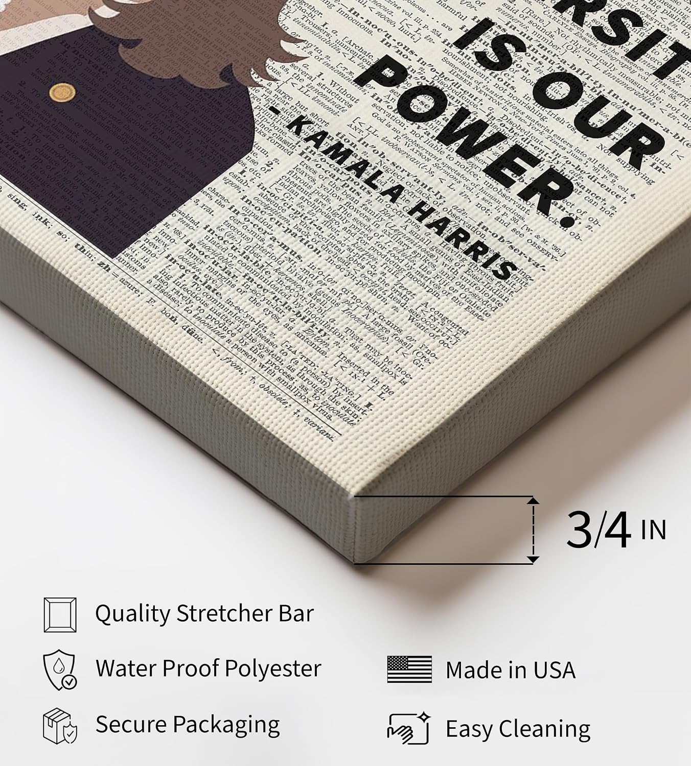 Poster Master Our Unity Is Our Strength Canvas - Kamala Harris Print - Motivational Art - Diversity Quotes Art - Gift for Men & Women - Inspiring Decor for Bedroom or Office - 8x10 STRETCHED Canvas