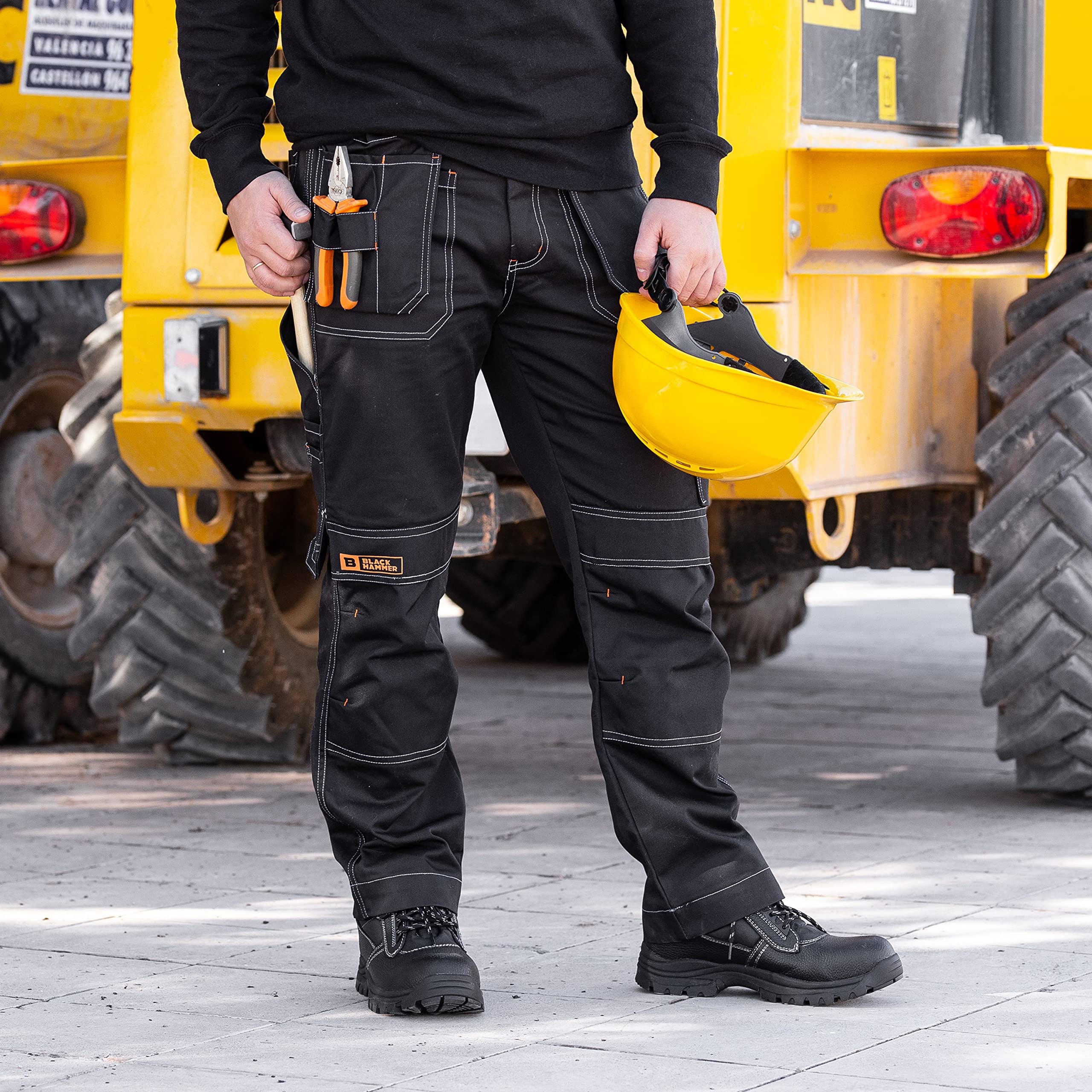 BLACK HAMMER Pantalones de Trabajo para Hombre Ropa de Trabajo Cómoda y Resistente Pantalones de Trabajo de Seguridad Ajuste Relajado Estilo Cargo Resistente al Agua Zilla