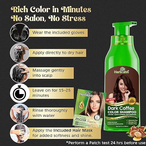 3-in-1 Black Hair Color Shampoo with Argan Oil - 500ml(Dark Coffee)