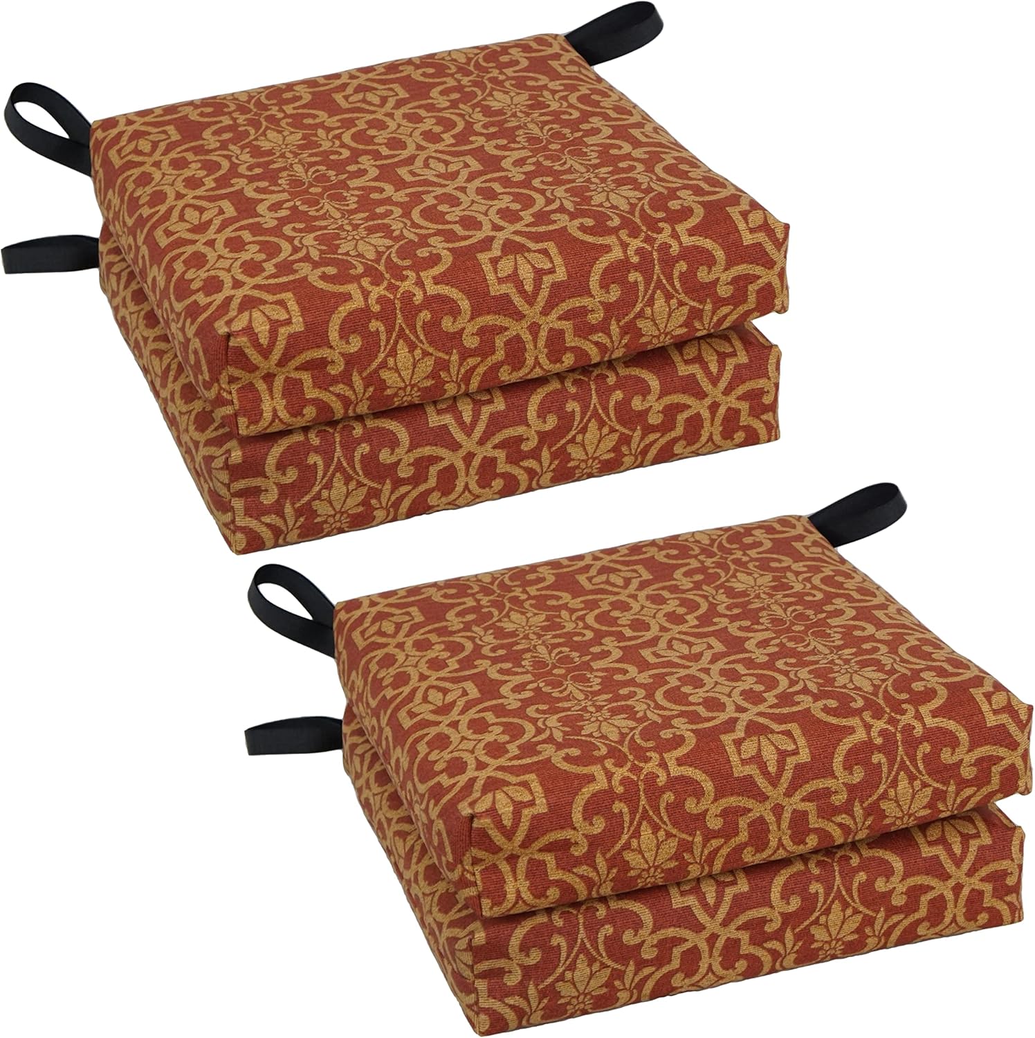 Blazing Needles Indoor/Outdoor Chair Cushion, 16 x 16, Vanya Paprika 4 Count