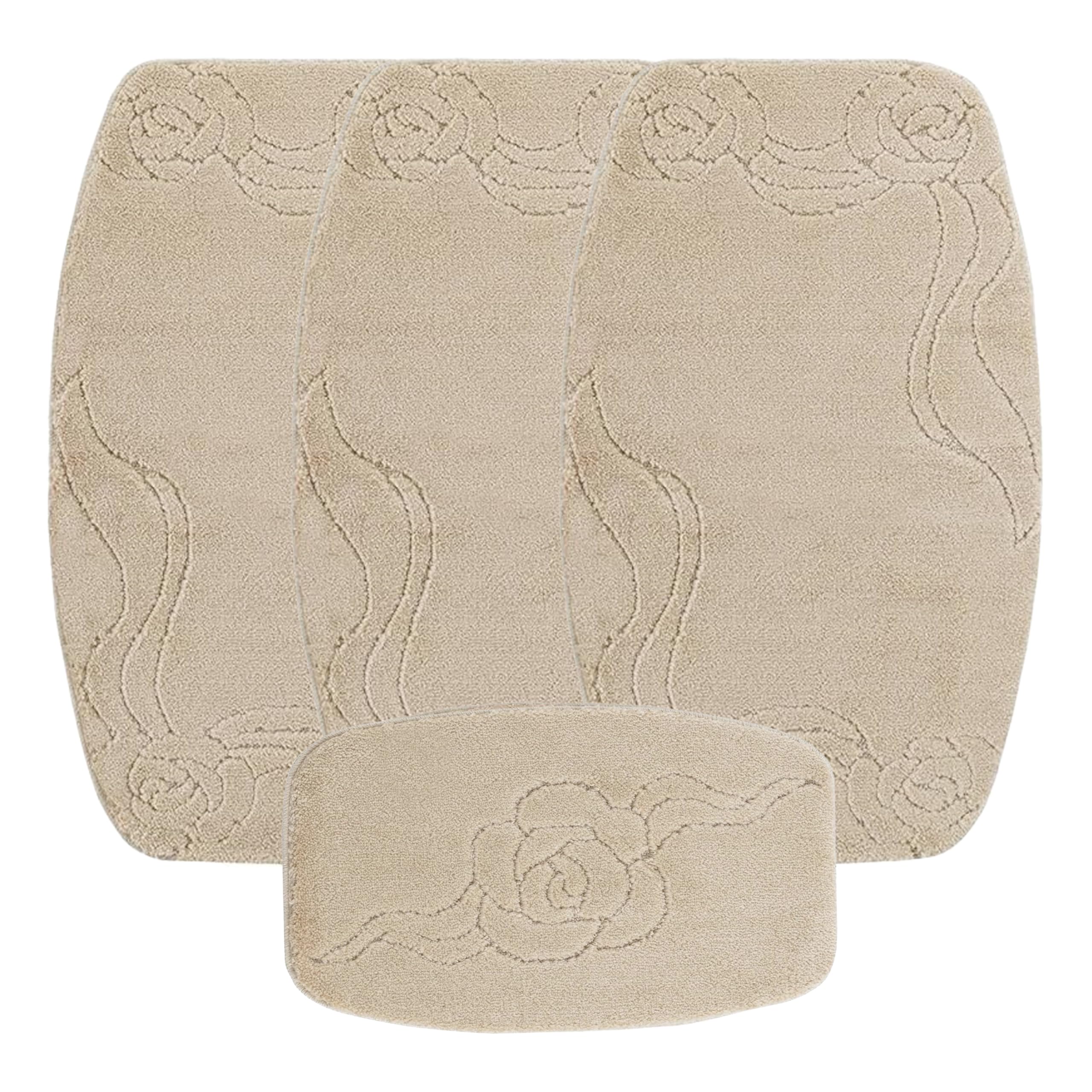 emmahome ROMANY GYPSY WASHABLE 4PCS MAT/RUG SET, CARAVAN/MOBILE HOME MEDIUM SIZES, 75X125CM, ULTRA SOFT MICROFIBRE YARN, Zenga (Beige)