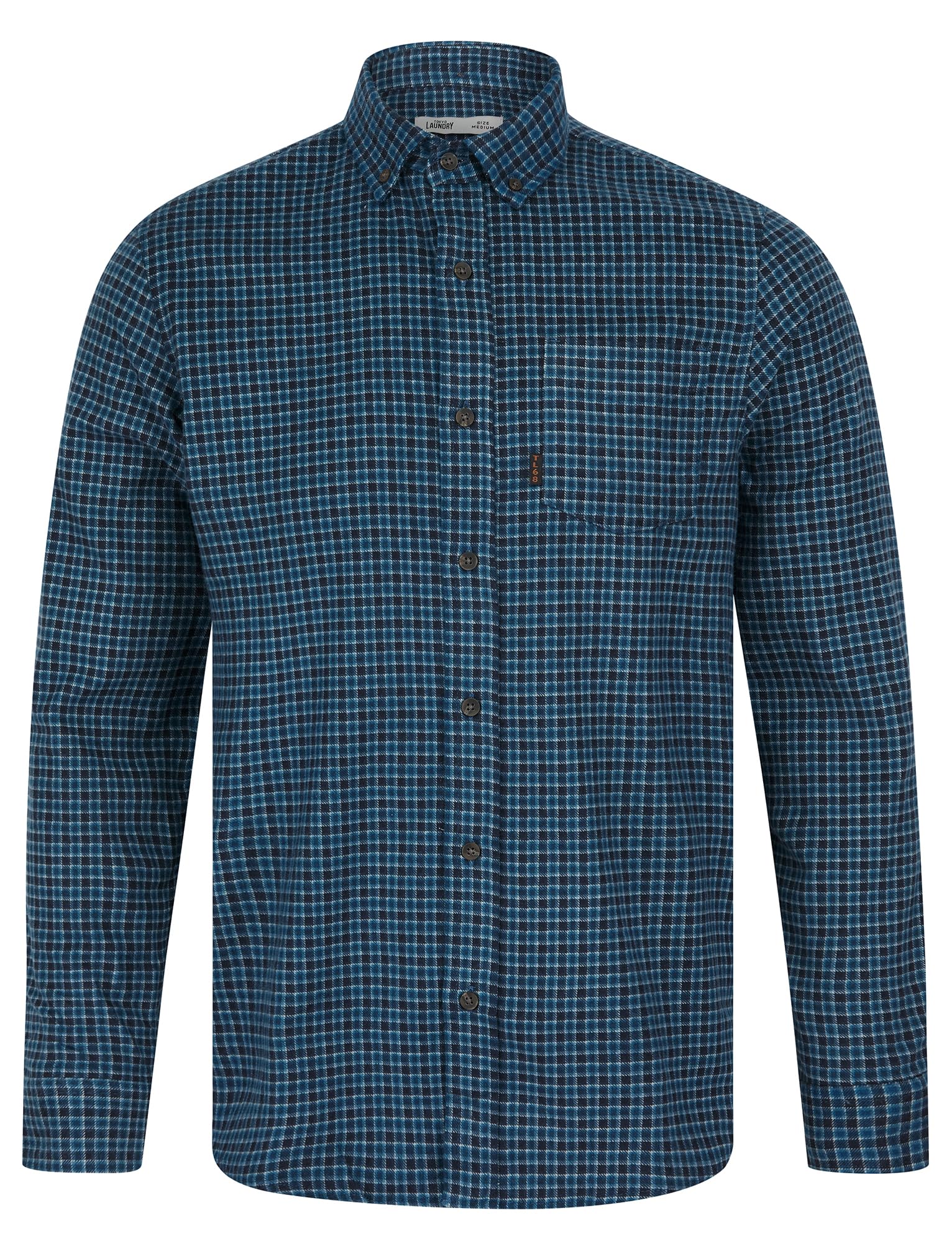Tokyo Laundry Men's Checked Cotton Flannel Shirt Sailor Blue