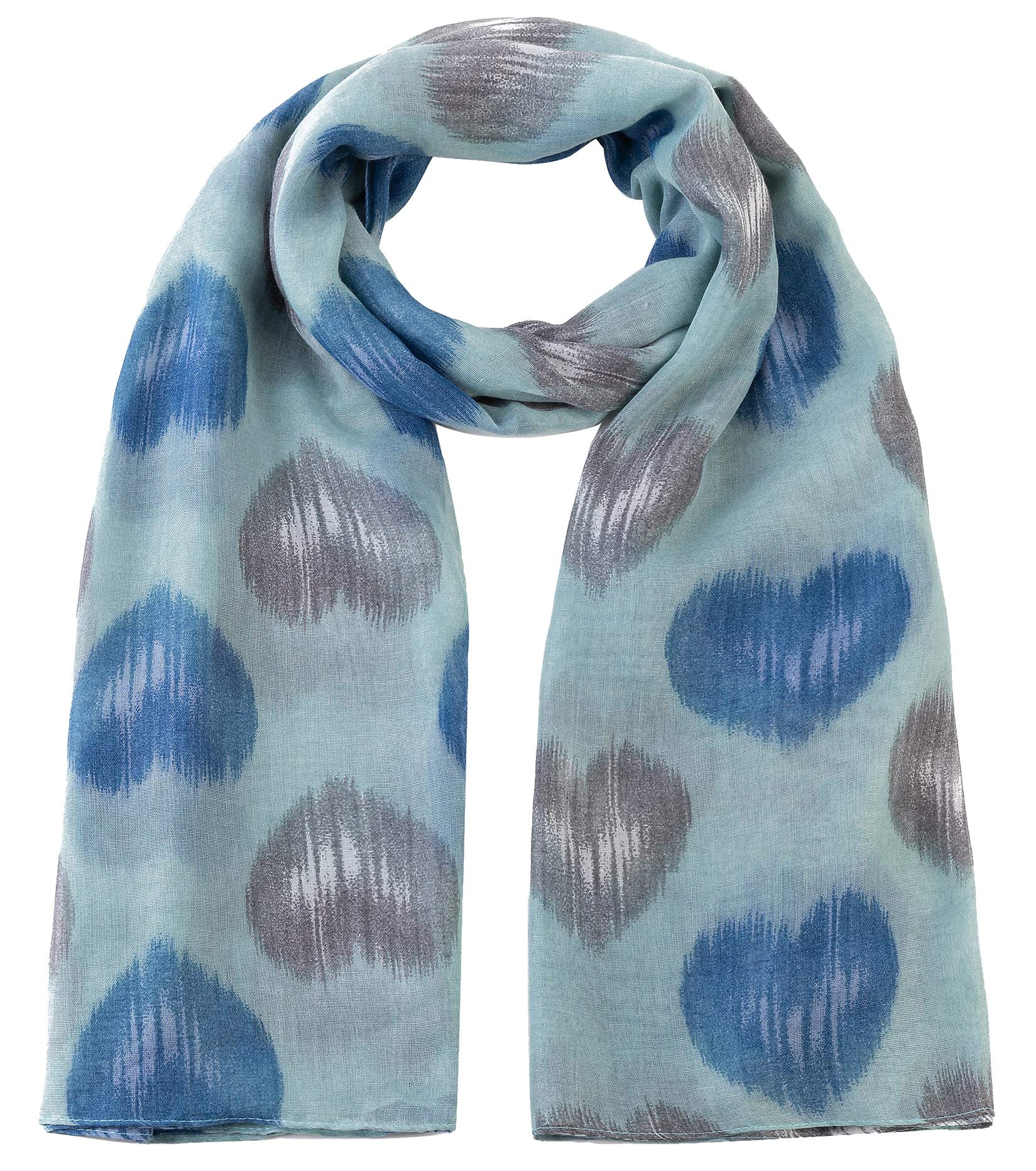 World of Shawls Heart Print Women Scarf Shawl Wrap Hijab Ladies Long (Mint Blue)