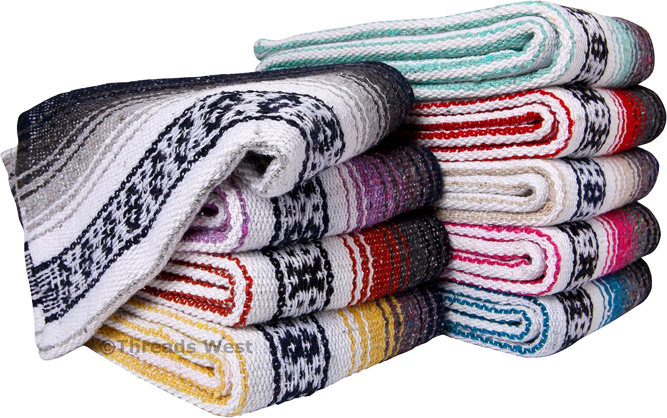 Threads West Genuine Premium Mexican Falsa Beach Blanket, Serape Stripe Beach Blanket