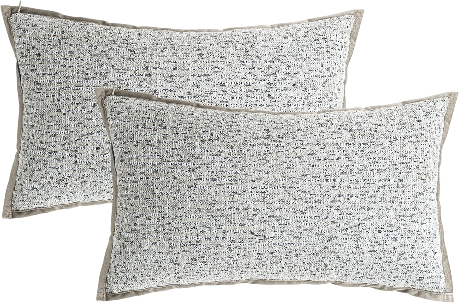 Boucle Throw Pillow Covers 12x20 Inch Set of 2 - Farmhouse Boho Luxury Couch Pillows for Sofa, Living Room, Bed | Soft Textured Khaki Decorative Cushion Covers