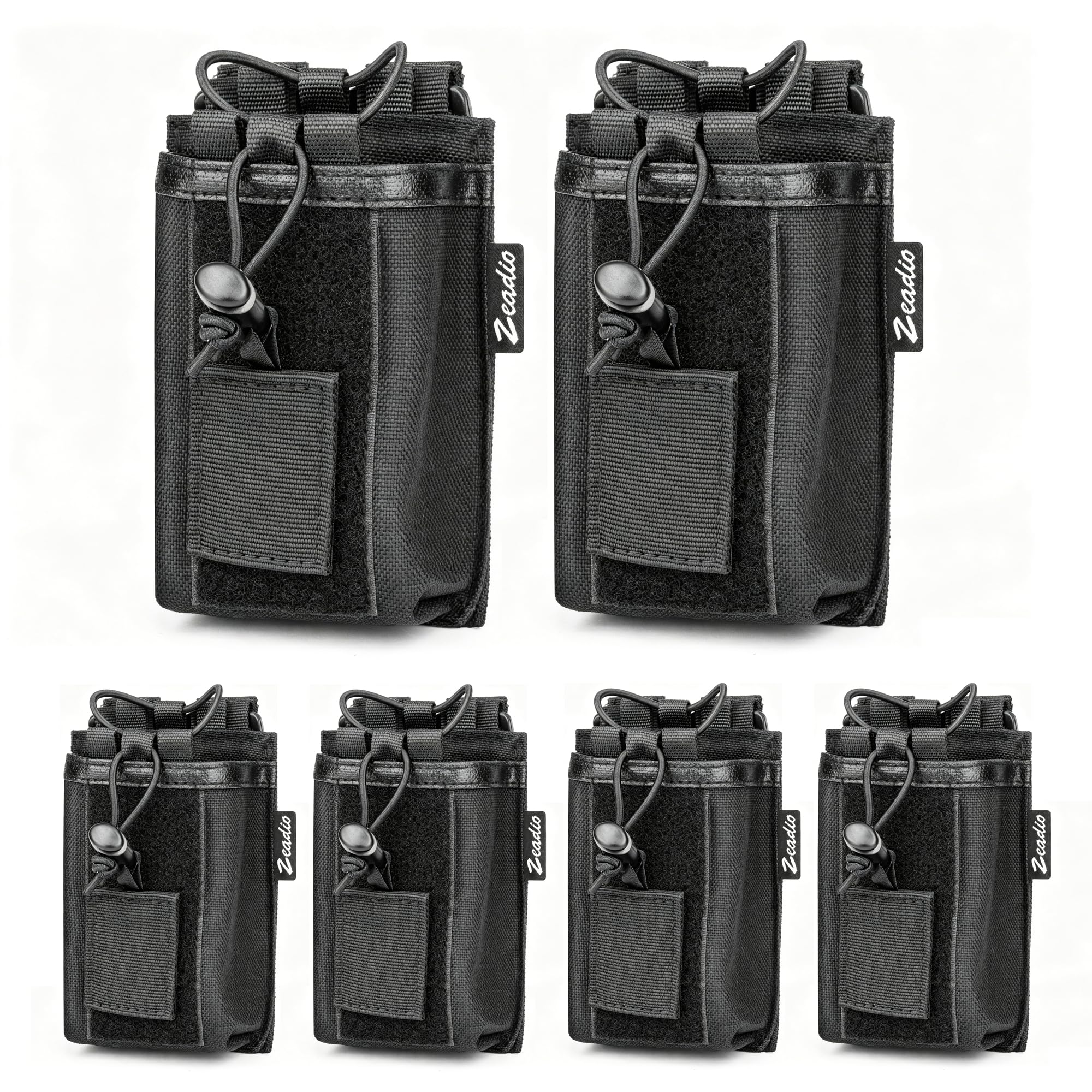 Zeadio Holster pour Radio bidirectionnelle Multi-Positions, Pochette Universelle Talkie-walkie avec bandoulière réglable, Support de Radio Robuste avec Boucle à dégagement Rapide (Lot de 6)