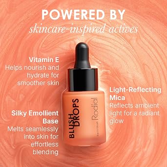 Rodial Blush Drops Sunset Kiss/Frosted Pink, 0.5 fl oz, Moisturising Make Up Blush Drops with Vitamin E, Liquid Blush with Naturally Radiant Finish, Long Lasting Finish