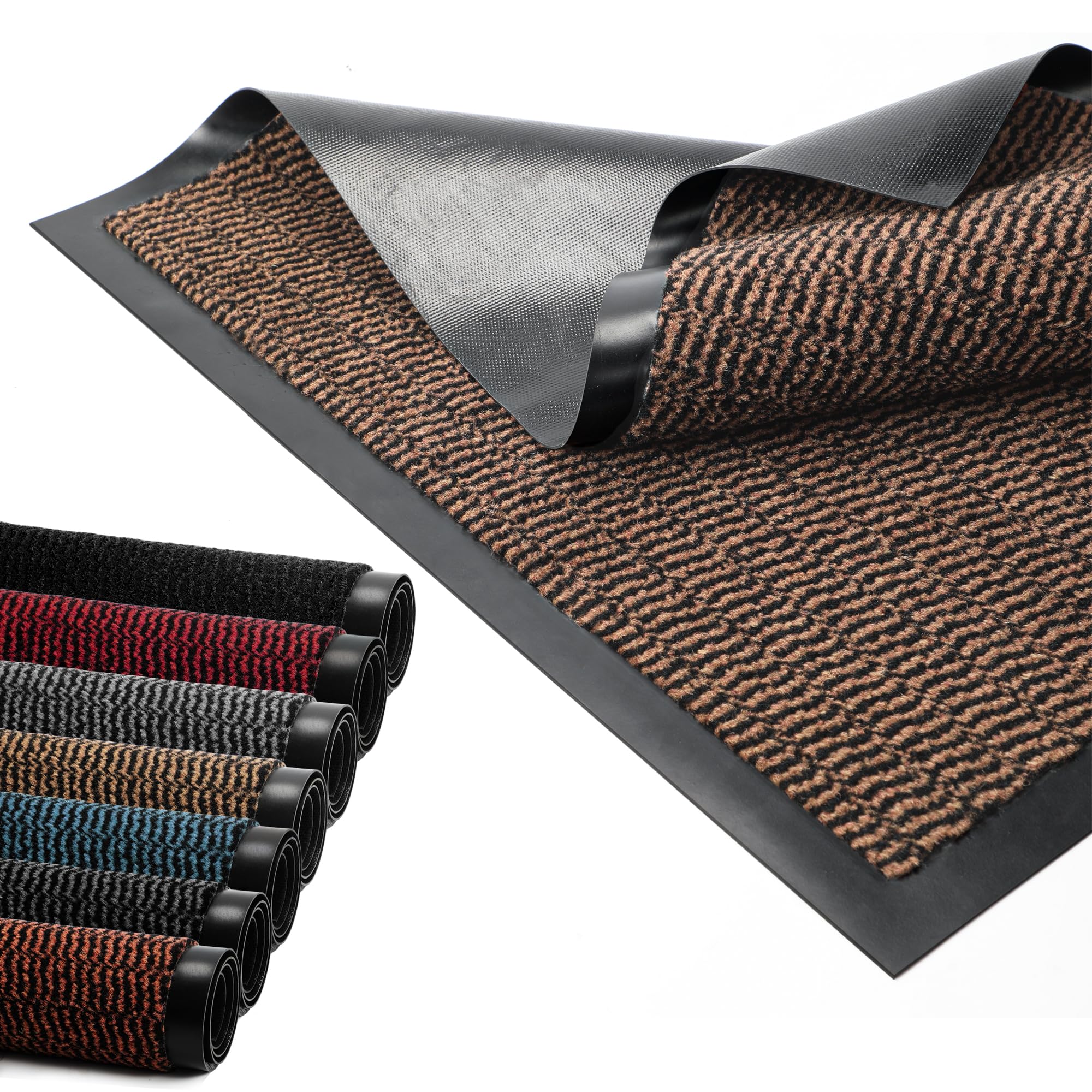 BLADO Door Mat Barrier Mat Non Slip Rubber Mats Washable Light Weight Heavy Duty | Floor Mats Kitchen Rugs Dirt Trapper Doormat Entrance Rug Shoes Scraper Super Absorbent Carpet (90cm x 120cm, Brown) โ image 1
