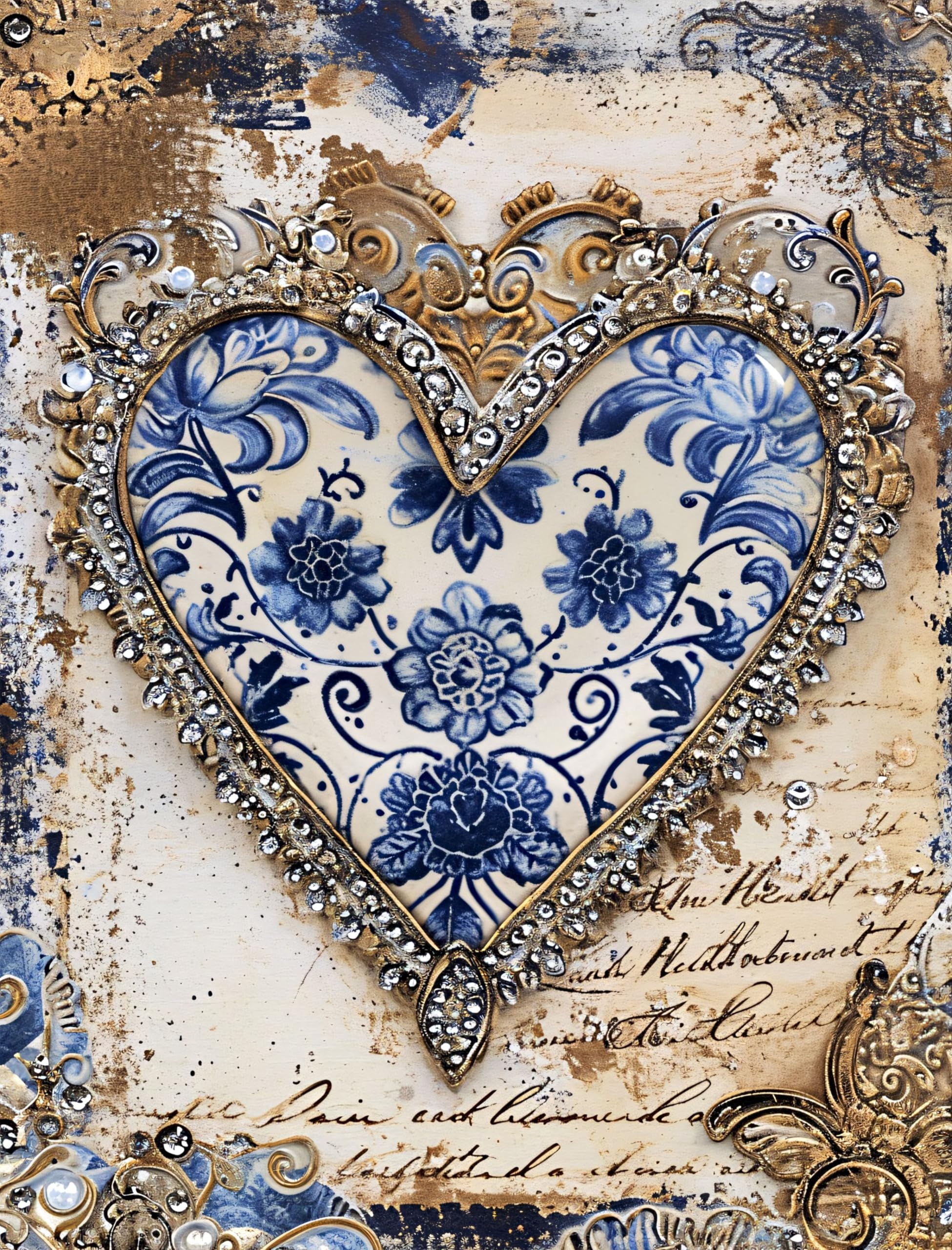 Delfter Reispapier, Herzen, 20,3 x 26,7 cm (A4), 6 Stück, 6 einzigartige Designs, vielseitige Decoupage-Designs für Kunstprojekte und Bastelarbeiten CRAFT KREATIVELY