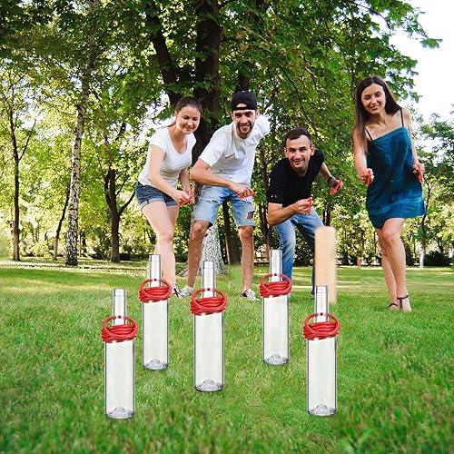 Miniatura 6 de Shappy El juego de lanzamiento de anillos de 31 piezas incluye 25 anillos para lanzamiento de anillos y 6 botellas de vidrio, anillos de plástico,