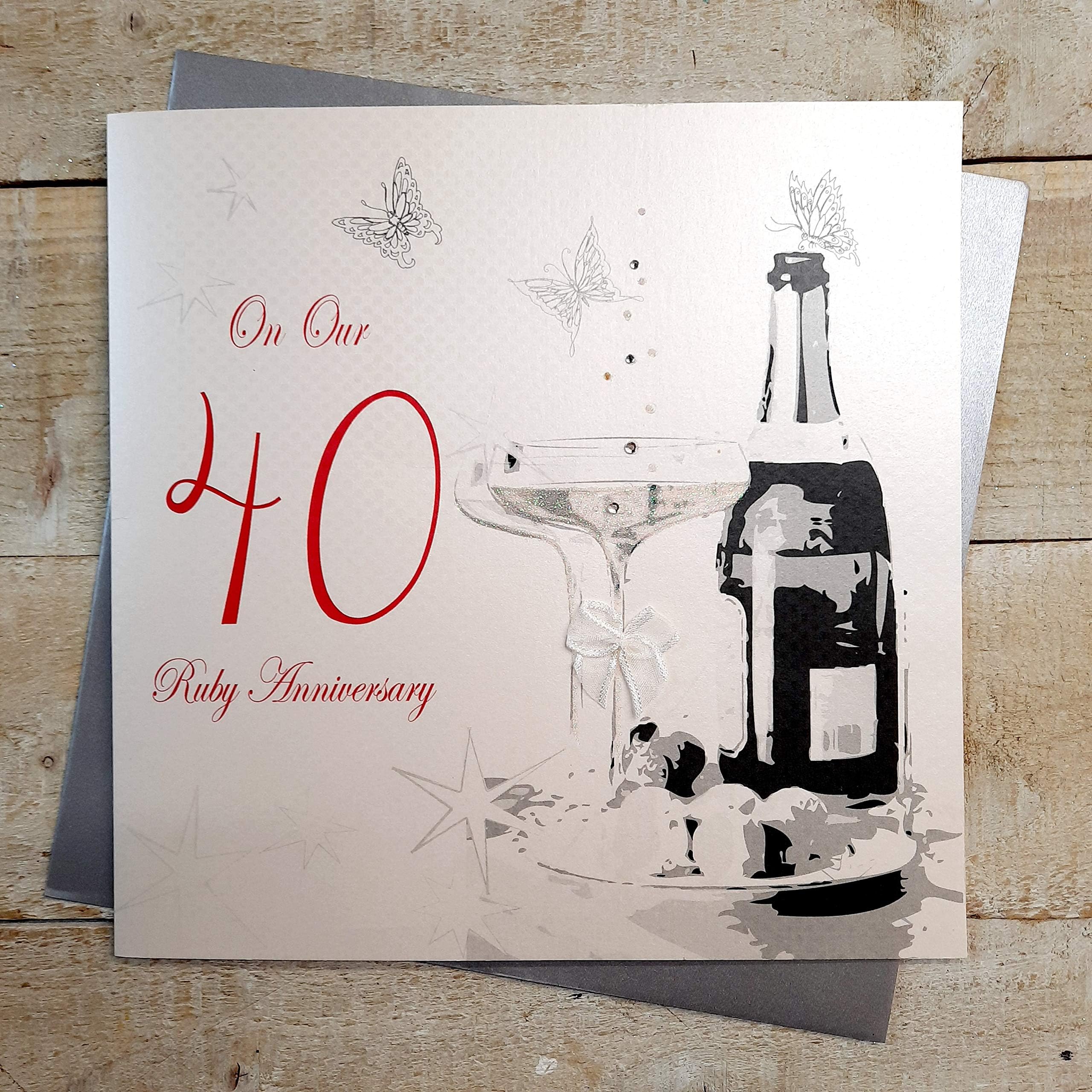For My Husband on our Ruby 40th Wedding Anniversary Card icg : Amazon ...