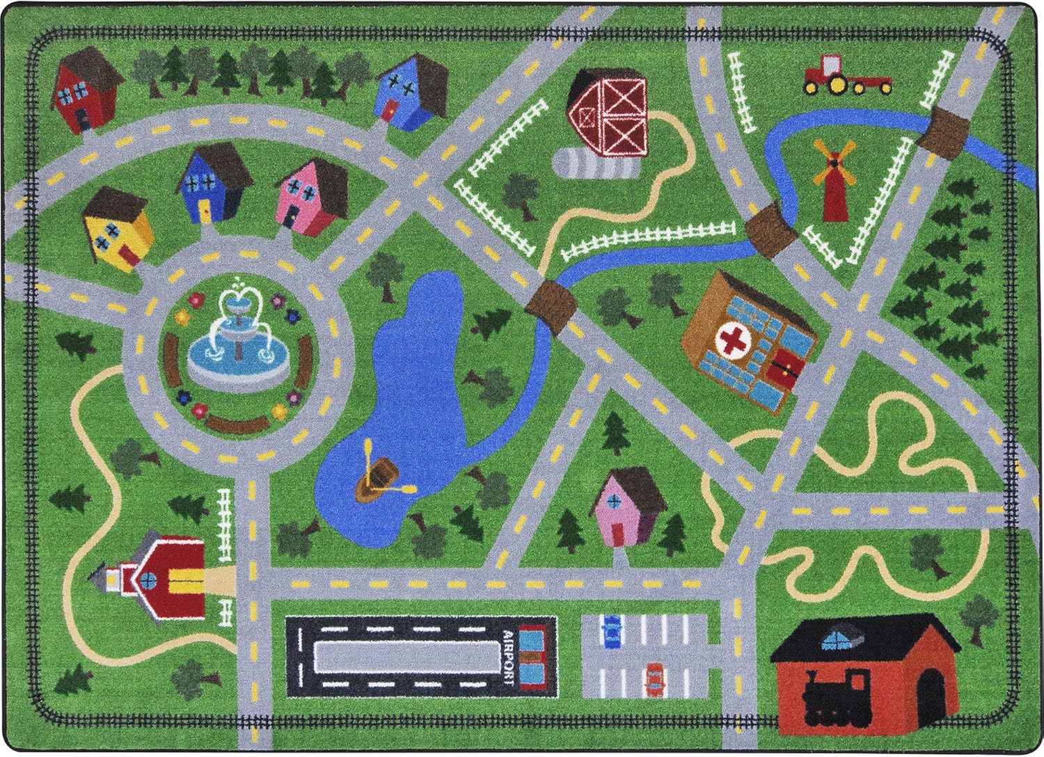 Joy Carpets Neighborhood Explorer Rug, Multi, 5'4" x 7'8"