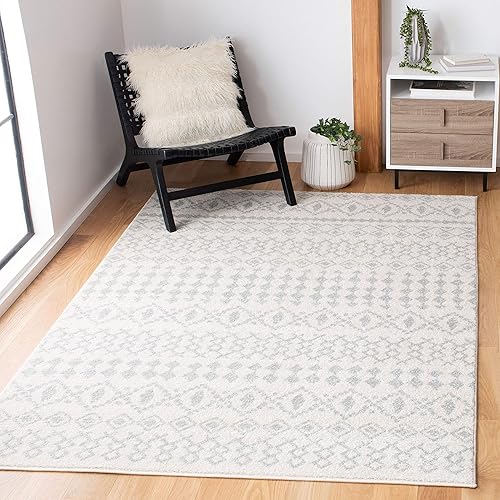 SAFAVIEH Tulum Collection 3' x 5' Ivory / Light Grey TUL240E Moroccan Boho Distressed Non-Shedding Living Room Bedroom Accent Rug