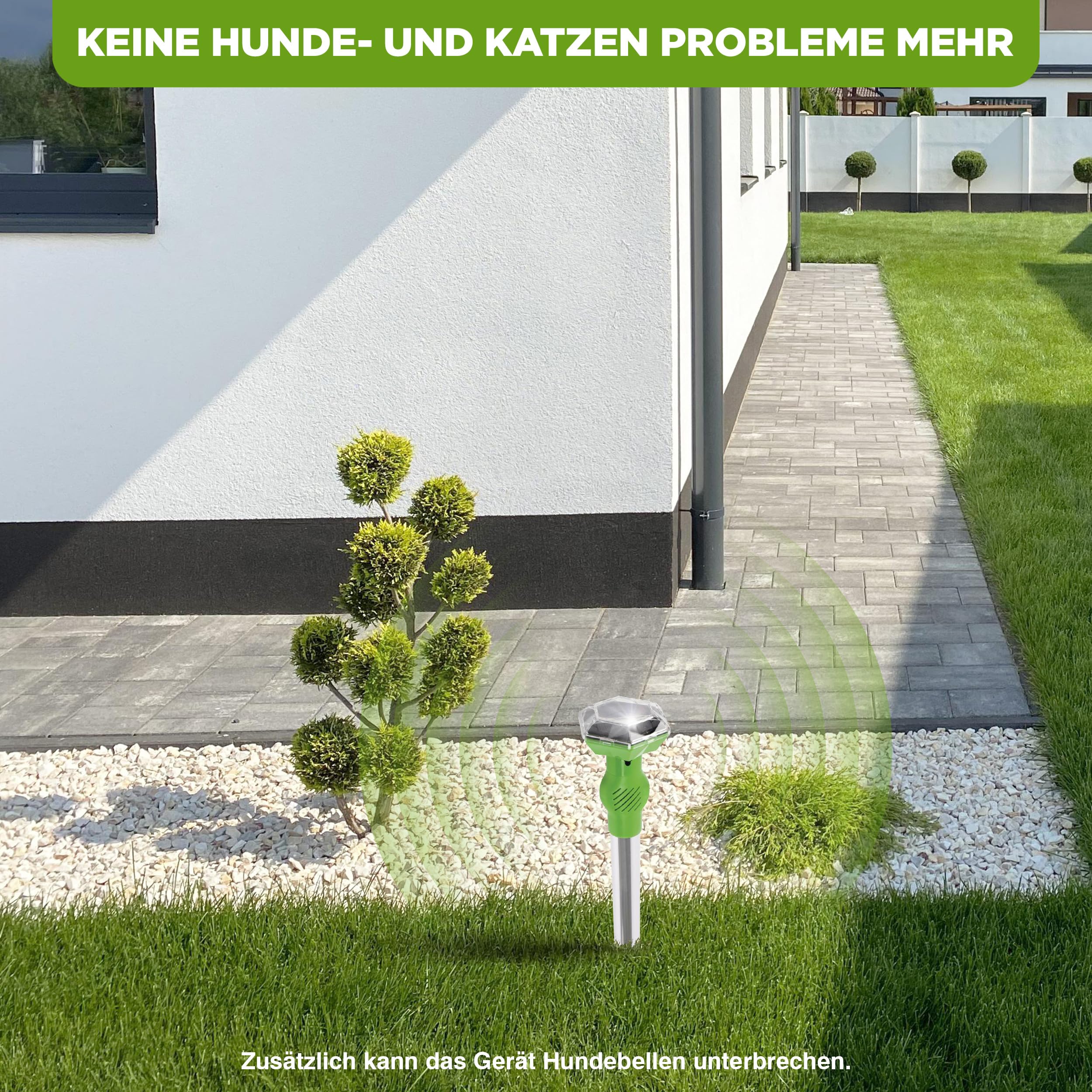 ISOTRONIC Solar Tiervertreiber zur Abwehr von Katzen, Hunden, Füchsen & Waschbären – Ultraschall Katzenschreck für den Garten – Hundeschreck mit 40m² Wirkungsbereich (4 Stück)