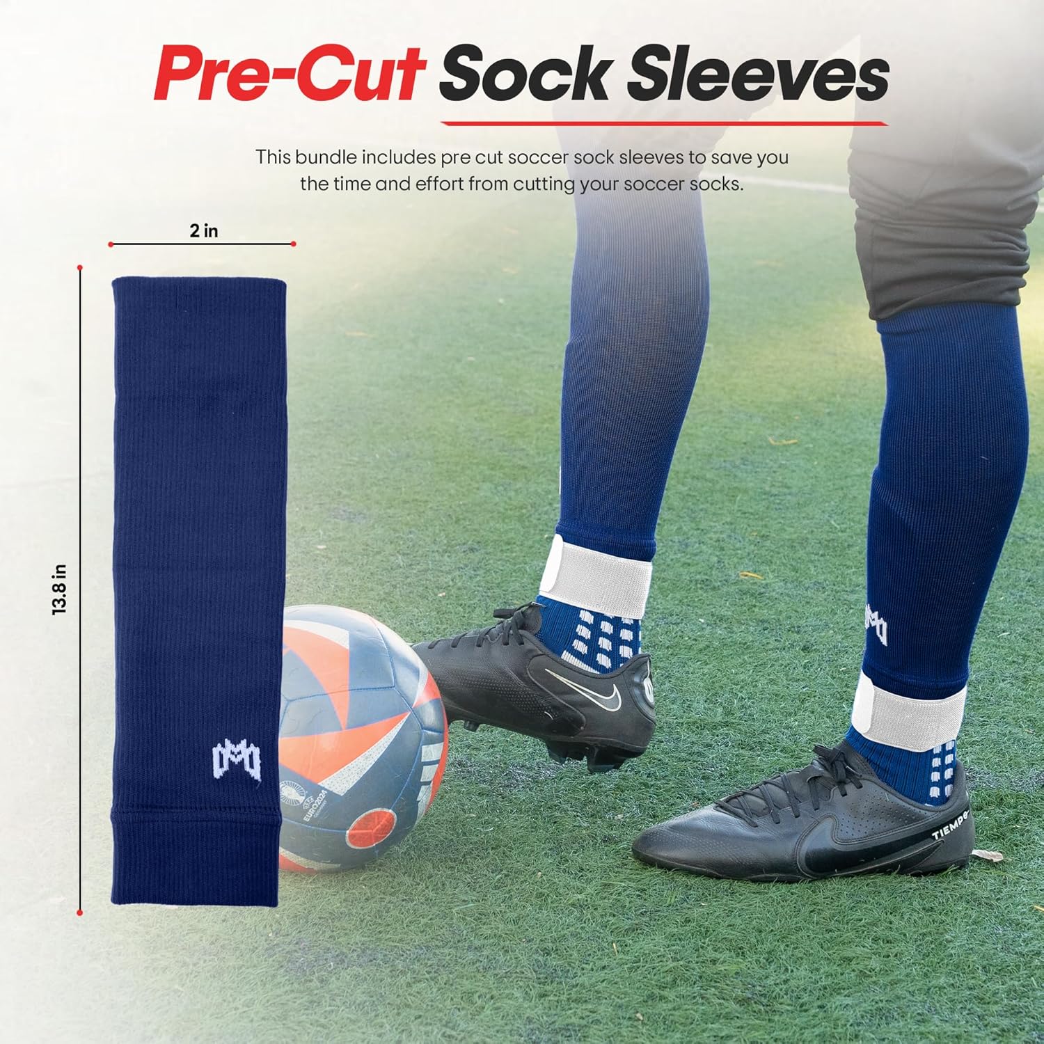 MediCaptain Soccer Grip Socks, Shin Guards, Pre Cut Sock Sleeves, and Guard Straps Bundle Pack - Essential Equipment for Soccer Players - for Mens, Women, Youth, Size 7 to 12 US Men Shoe Size