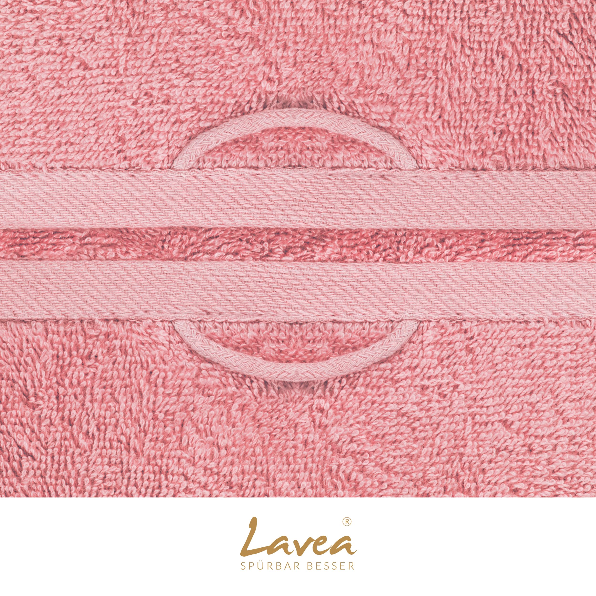 Lavea® 2er Set Saunatuch 80×200 cm, Saunahandtuch, Sauna-Handtücher Damen und Herren, 100% Baumwolle Frottier, saugstark, pflegeleicht 60°C, Frottierserie Elena, XXL Badetuch, Pastellrosa
