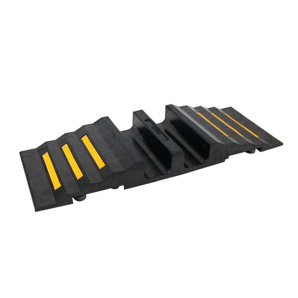 Dönges Gummischlauchbrücke, B, 2 x B, C oder D (Gummibrücke Überfahrhilfe Überfahrschutz Kabelbrücke Schlauchbrücke), aus schwarzem Vollgummi, seitliche Reflexstreifen