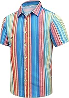 Vista 58 de SheLucki - Camisa hawaiana para hombre, unisex, de manga corta, con botones, para la playa y el verano, ropa casual estampada con sombra de palmas