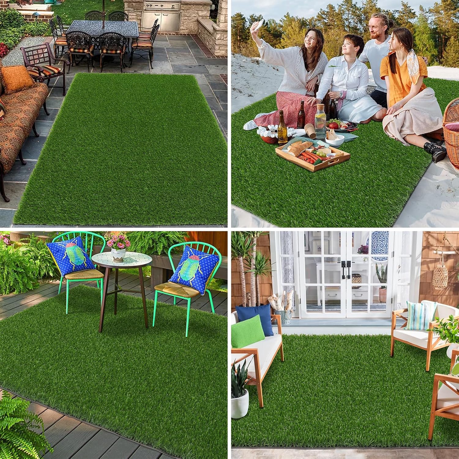 Bsmathom Artificial Grass Rug Indoor Outdoor Rug, 5x8Ft Fake Grass Rug Synthetic Grass Mat Dog Grass Mat with Drainage Holes Fake Grass Rug for Pet, Garden Lawn Landscape, 5x8Ft - Image 8