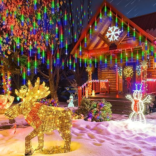 Miniatura 2 de KNONEW 40 tubos de 1120 luces LED de lluvia de meteoritos luces de Navidad al aire libre enchufables impermeables lluvia caída luz para árbol de