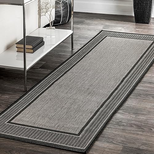 Miniatura 1 de Alfombra para exteriores con borde gris nuLOOM, gris