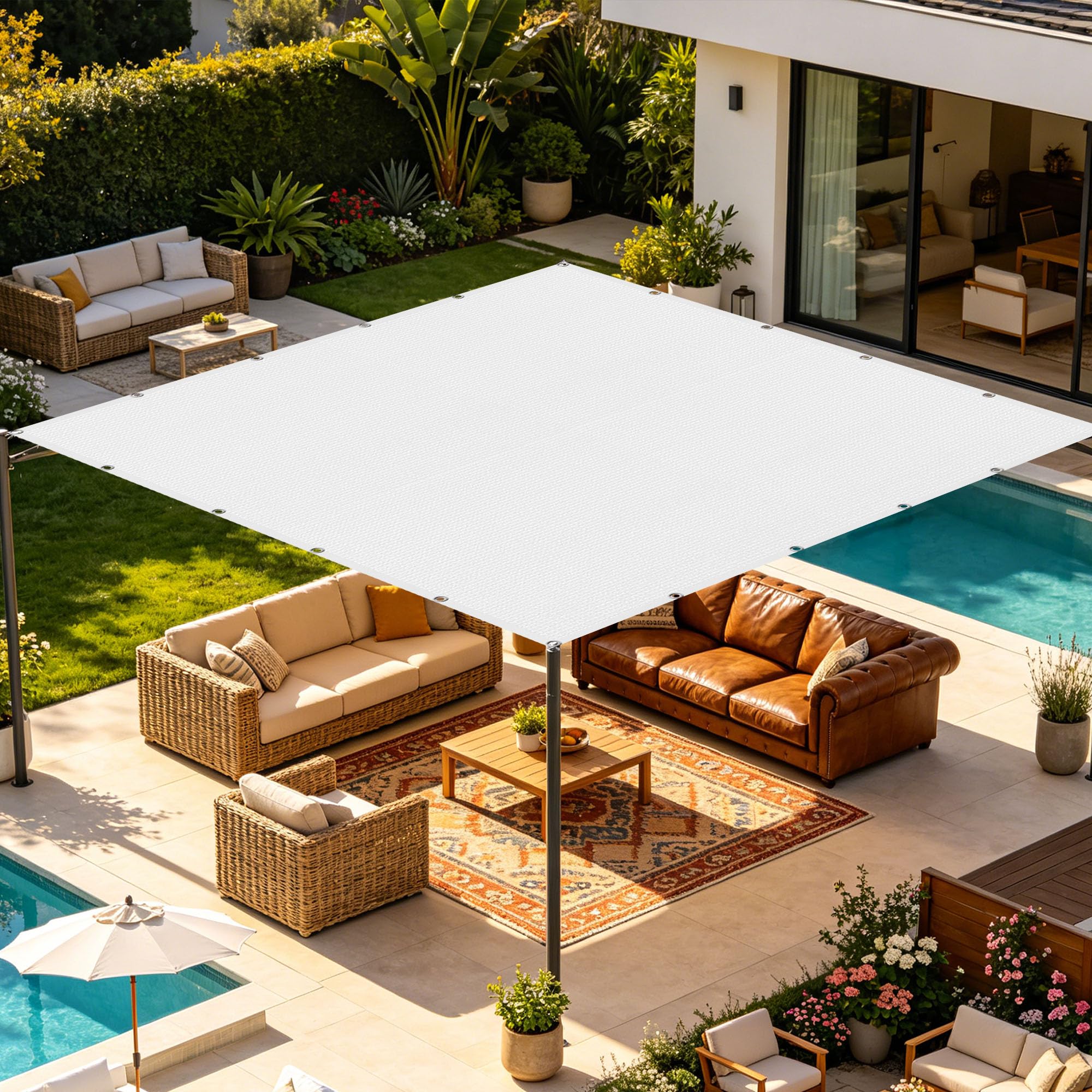 Filet de protection solaire pour un balcon ombragé et des déjeuners au frais