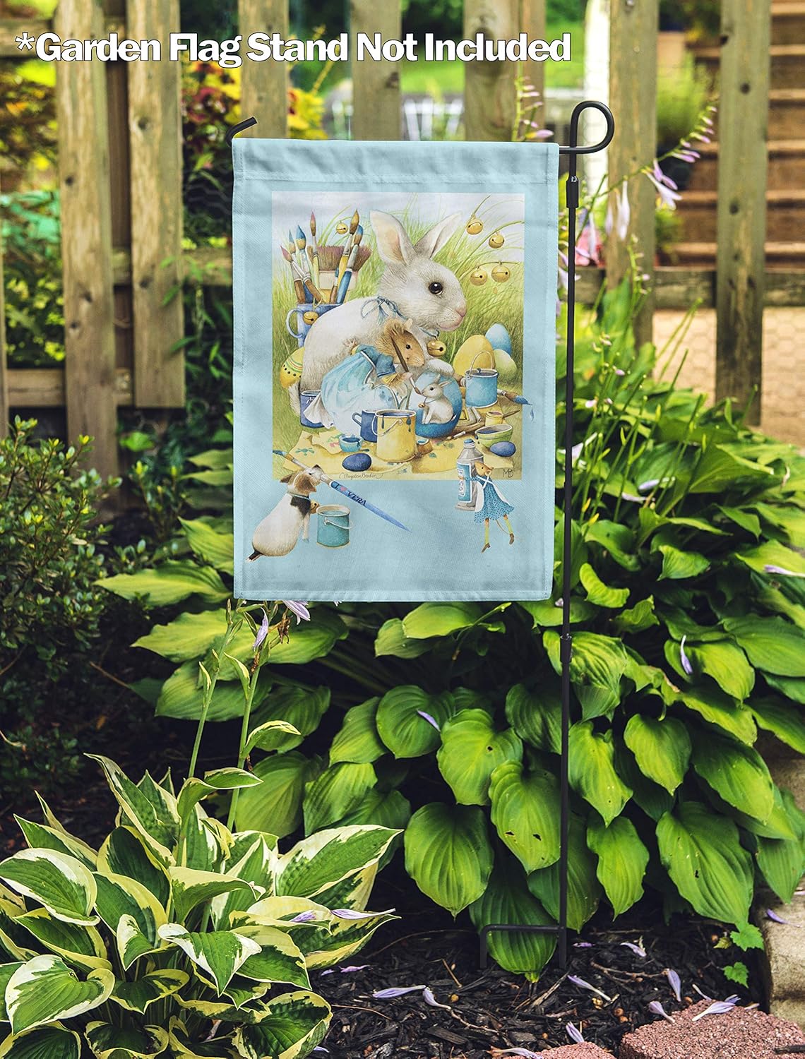 Flagology, Marjolein Bastin, Vera the Mouse Easter Eggs – Garden Flag 12" x 18", Outdoor/Indoor, Exclusive Premium Fabric, Easter