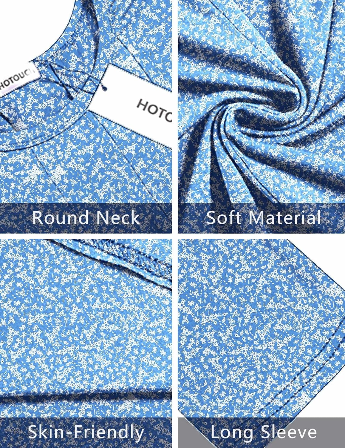 HOTOUCH Women's 3/4 Sleeve A-line and Flare Midi Long Dress - Image 6