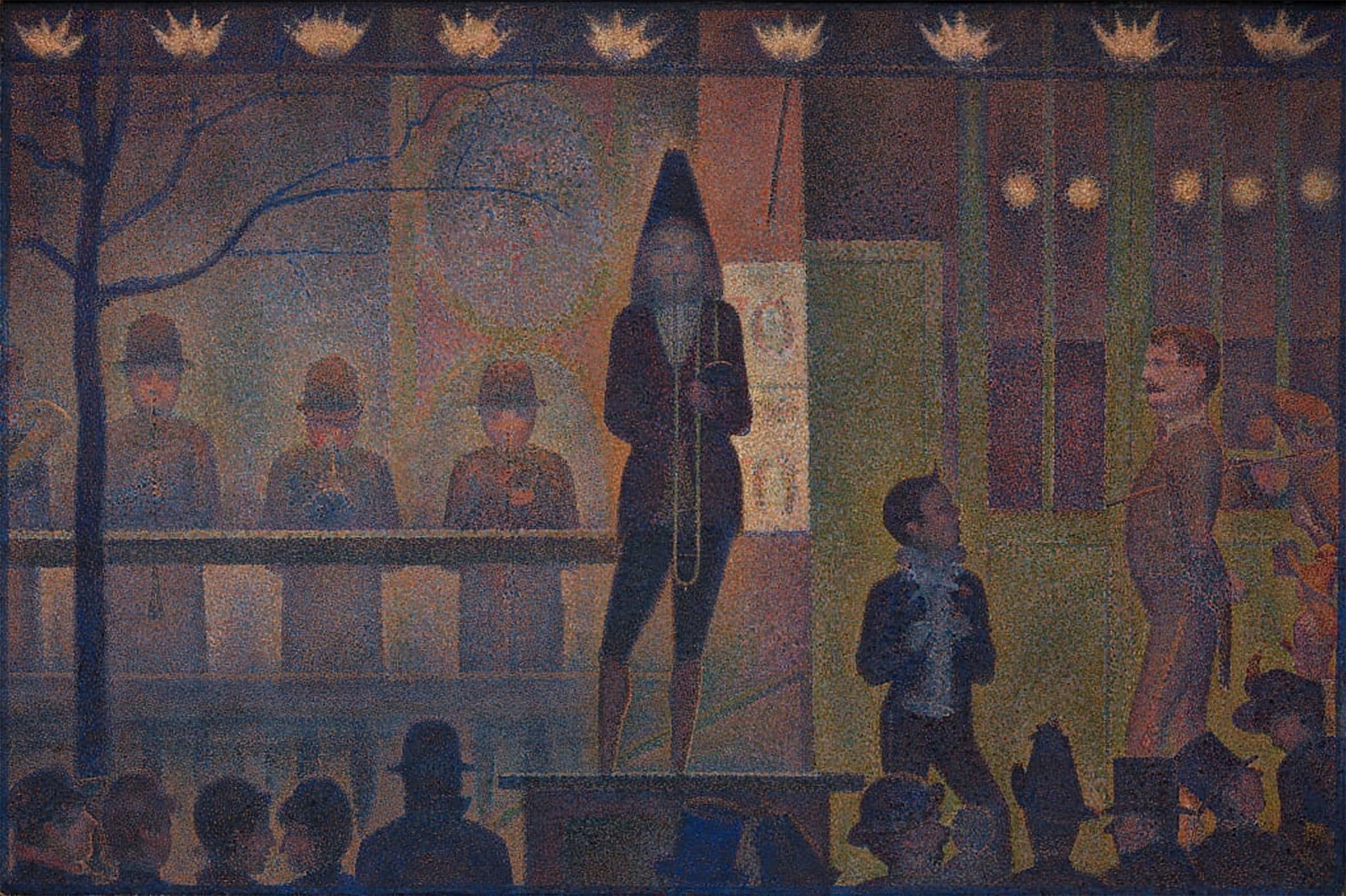 ARTXLXXBN Famous Print Painting Colorful Art Print Cirrcus Sideshow Parade De Cirque by Georges Pierre Seurat Canvas Art Decorations for Home Decor 60x90cm
