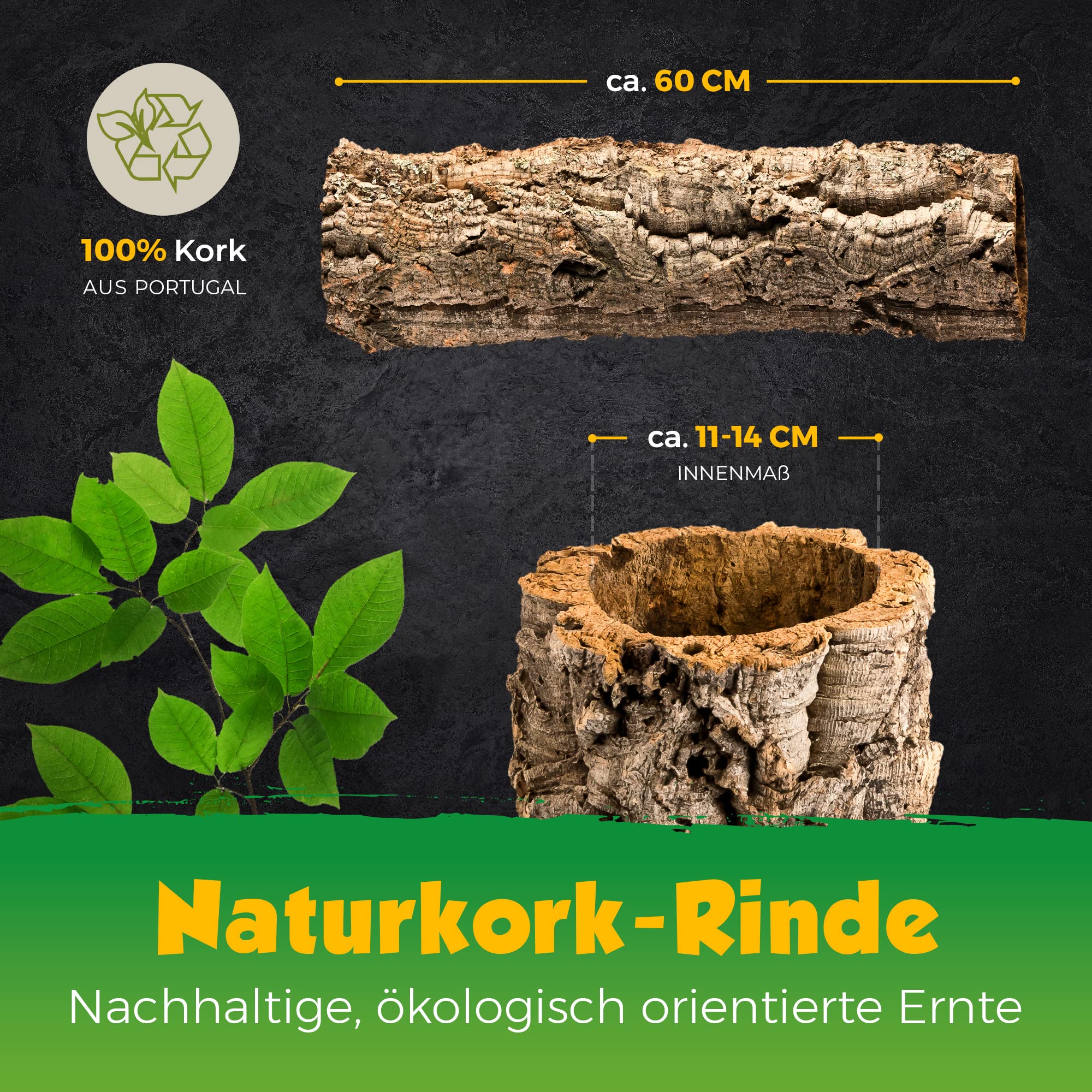 Tubo Corteccia Di Sughero Kork-Deko - 30cm | Tana Per Roditori Naturale - Foto 3