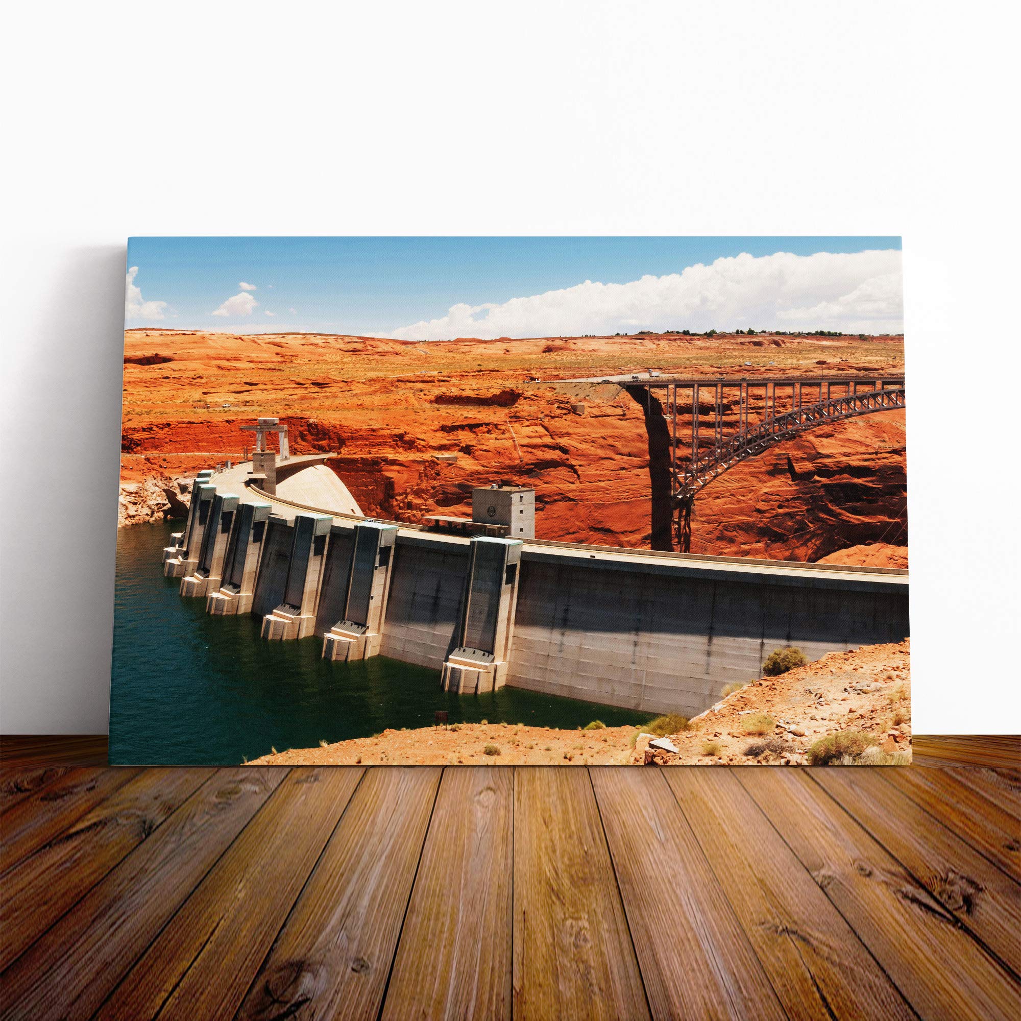 Glen Canyon Dam Canvas Print | Gallery Wrapped 30mm Frame Wall Art | 30x20 inches | Ready to Hang | Modern Landscape Picture | Living Room Bedroom Lounge Office