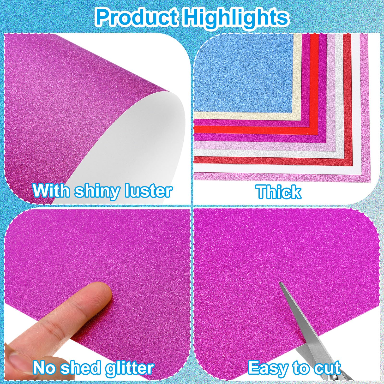 PATIKIL 10 Sheets Purple Glitter Cardstock Paper - Image 3